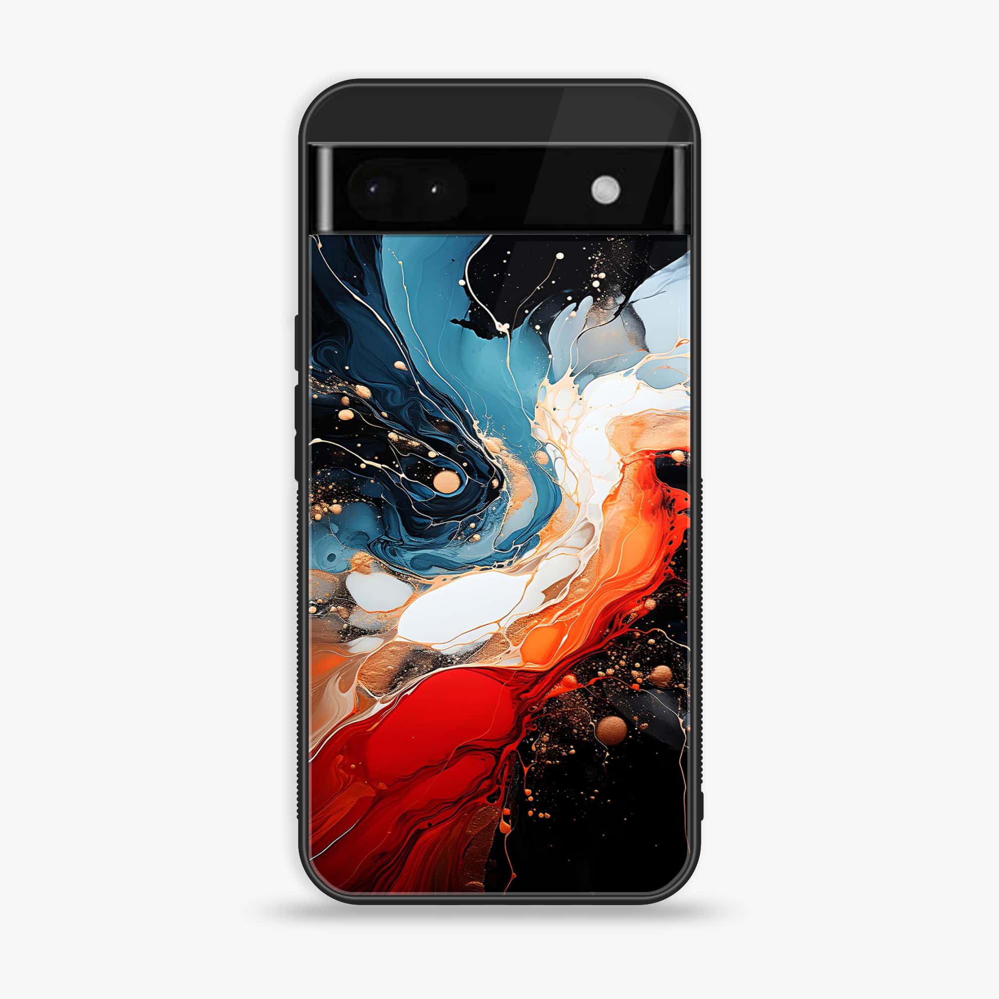 Google Pixel 6A - Liquid Marble 2.0 Series - Premium Metal Printed soft Bumper Shock Proof Case