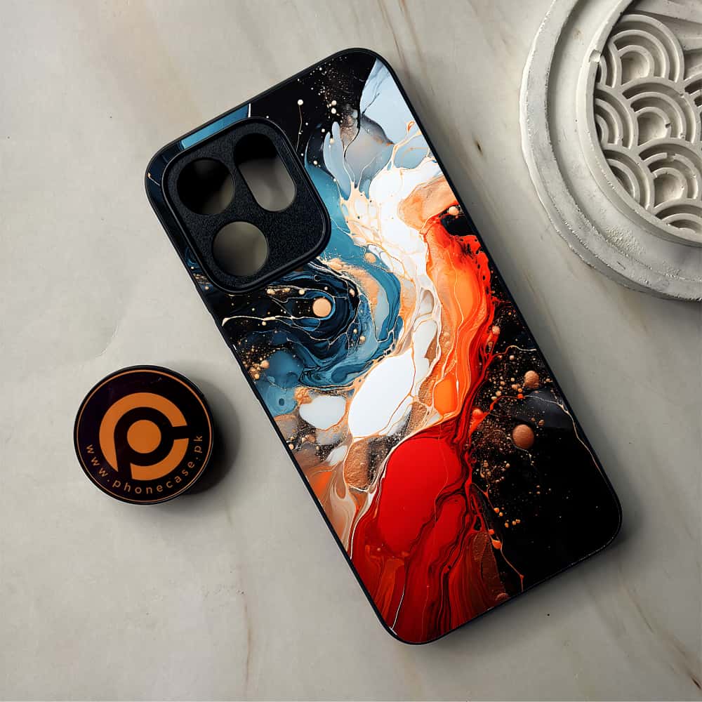 Oppo Reno 14F - Liquid Marble 2.0 Series - Premium Metal Printed Soft Bumper Shockproof Case