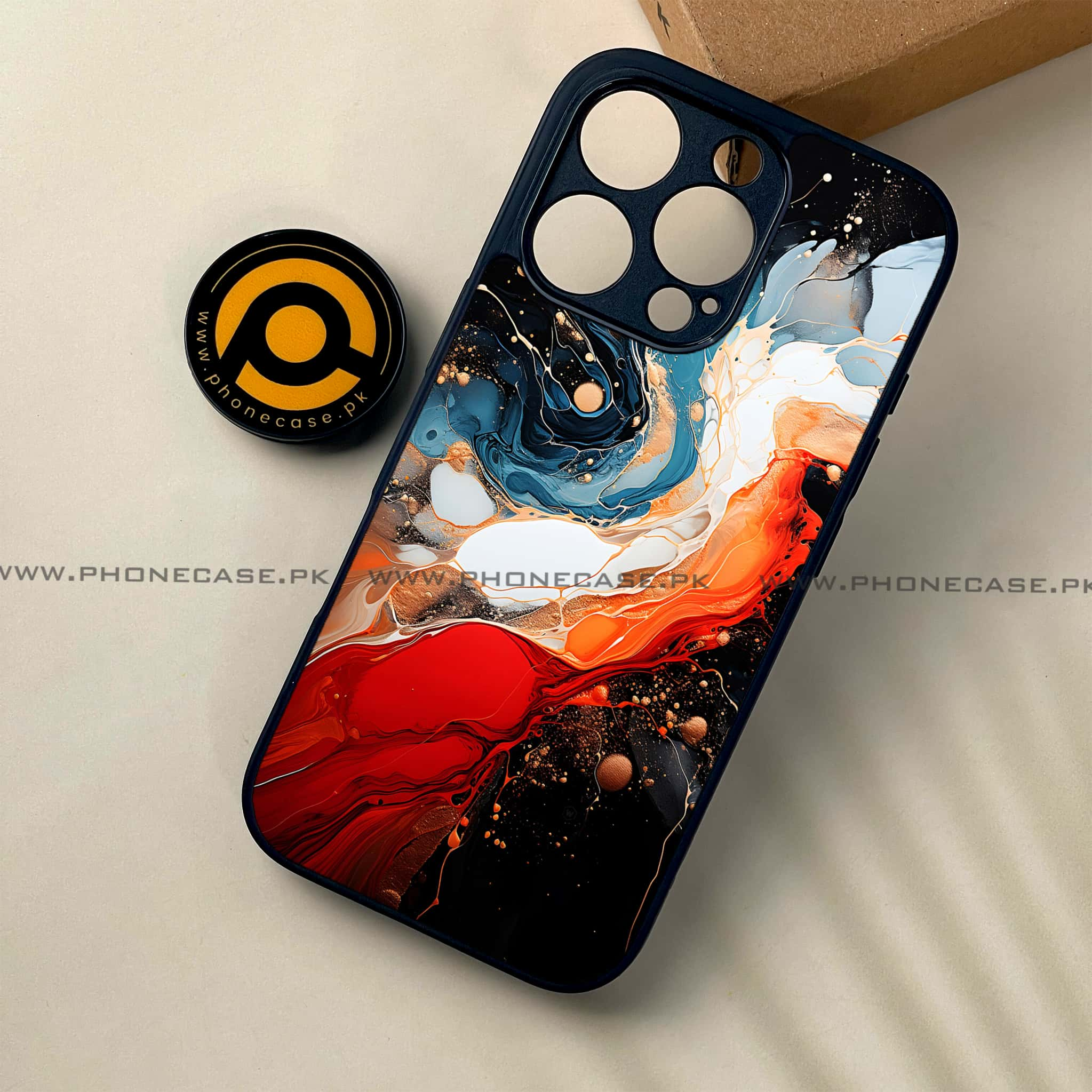 iPhone 16 Pro - Liquid Marble 2.0 Series - Premium Printed Glass soft Bumper shock Proof Case