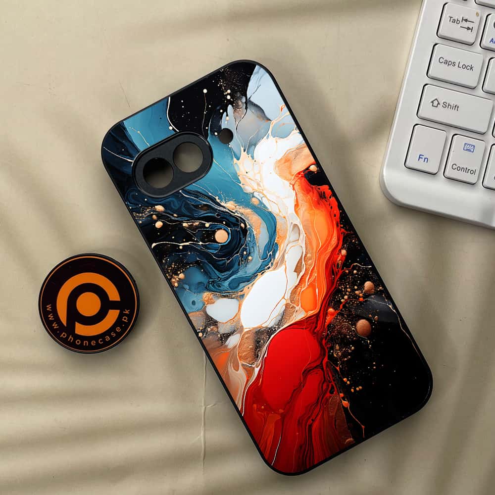 Google Pixel 9a - Liquid Marble 2.0 Series - Premium Metal Printed soft Bumper Shock Proof Case
