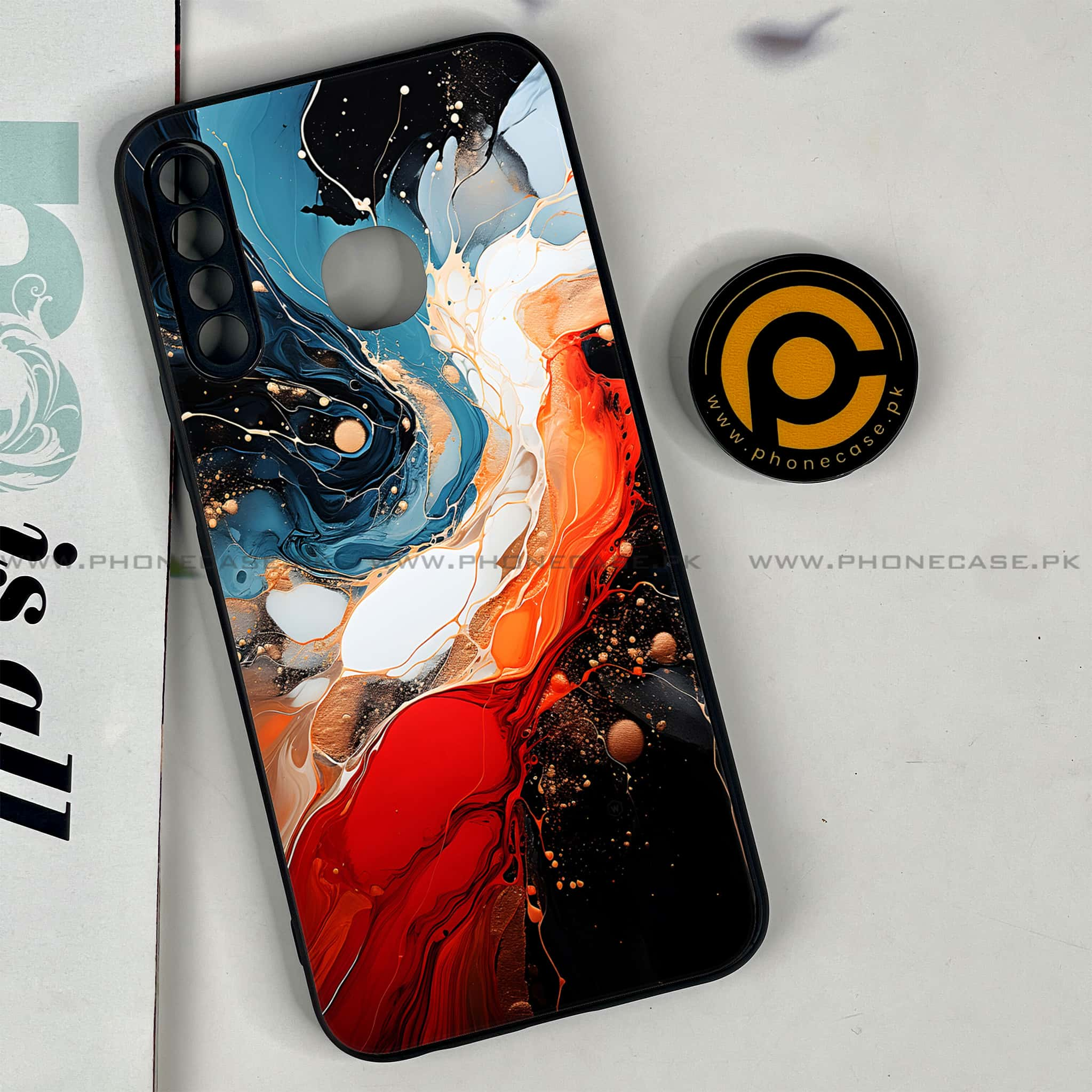 Infinix Hot 8 Lite - Liquid Marble 2.0 Series - Premium Printed Glass soft Bumper shock Proof Case