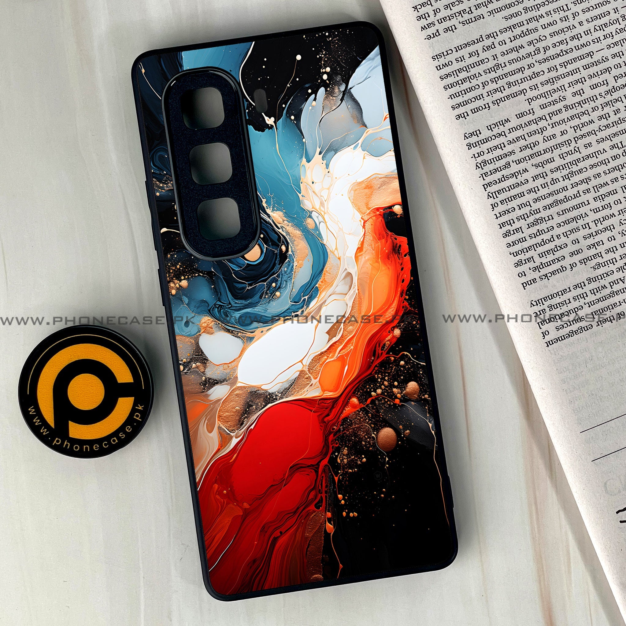 Infinix Hot 60 Pro Plus - Liquid Marble 2.0 Series - Premium Metal Printed soft Bumper shock Proof Case