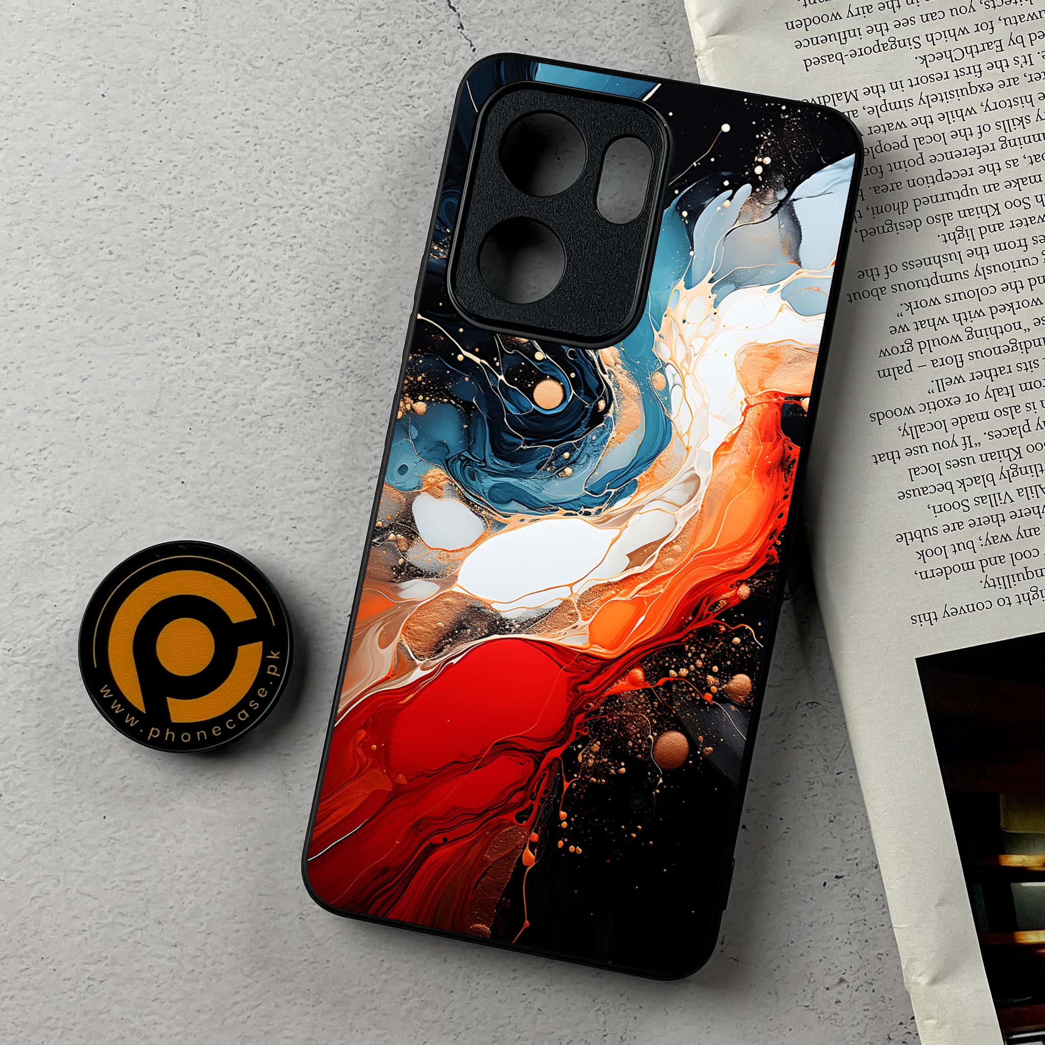 Oppo Reno 13F - Liquid Marble 2.0 Series - Premium Metal Printed Soft Bumper Shockproof Case