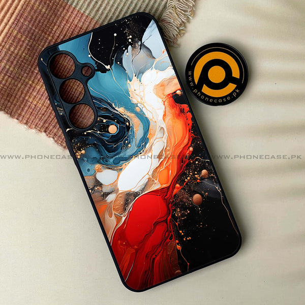 Samsung Galaxy A15 - Liquid Marble 2.0 Design 9  - Premium Printed Glass soft Bumper shock Proof Case  CS-24198