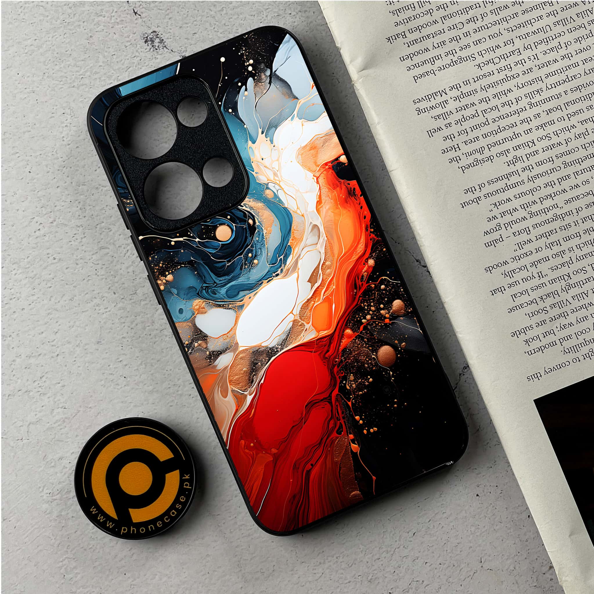 Oppo Reno 13 - Liquid Marble 2.0 Series - Premium Metal Printed Soft Bumper Shockproof Case