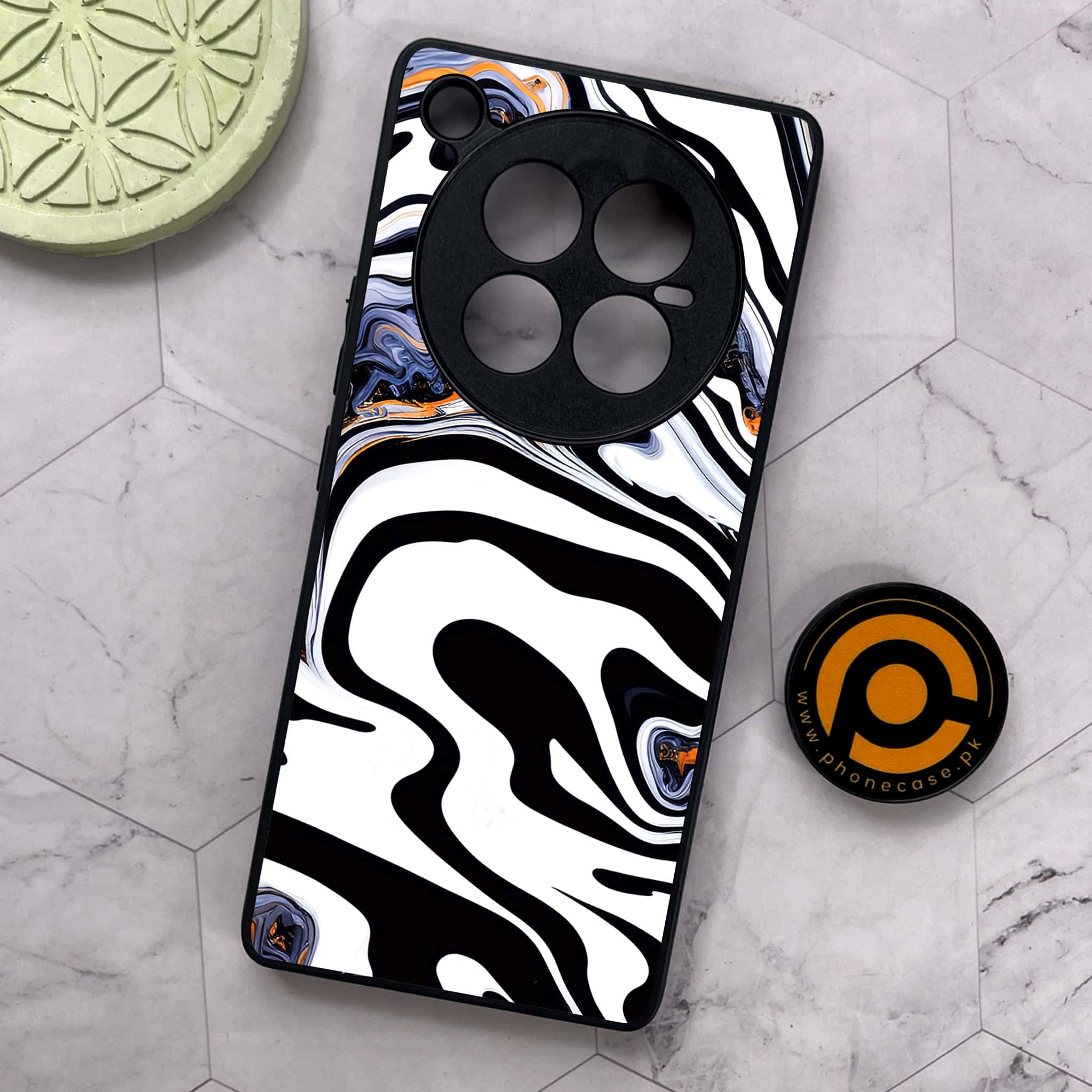 Infinix Zero 40 5G - Liquid Marble Series - Premium Metal Printed soft Bumper shock Proof Case