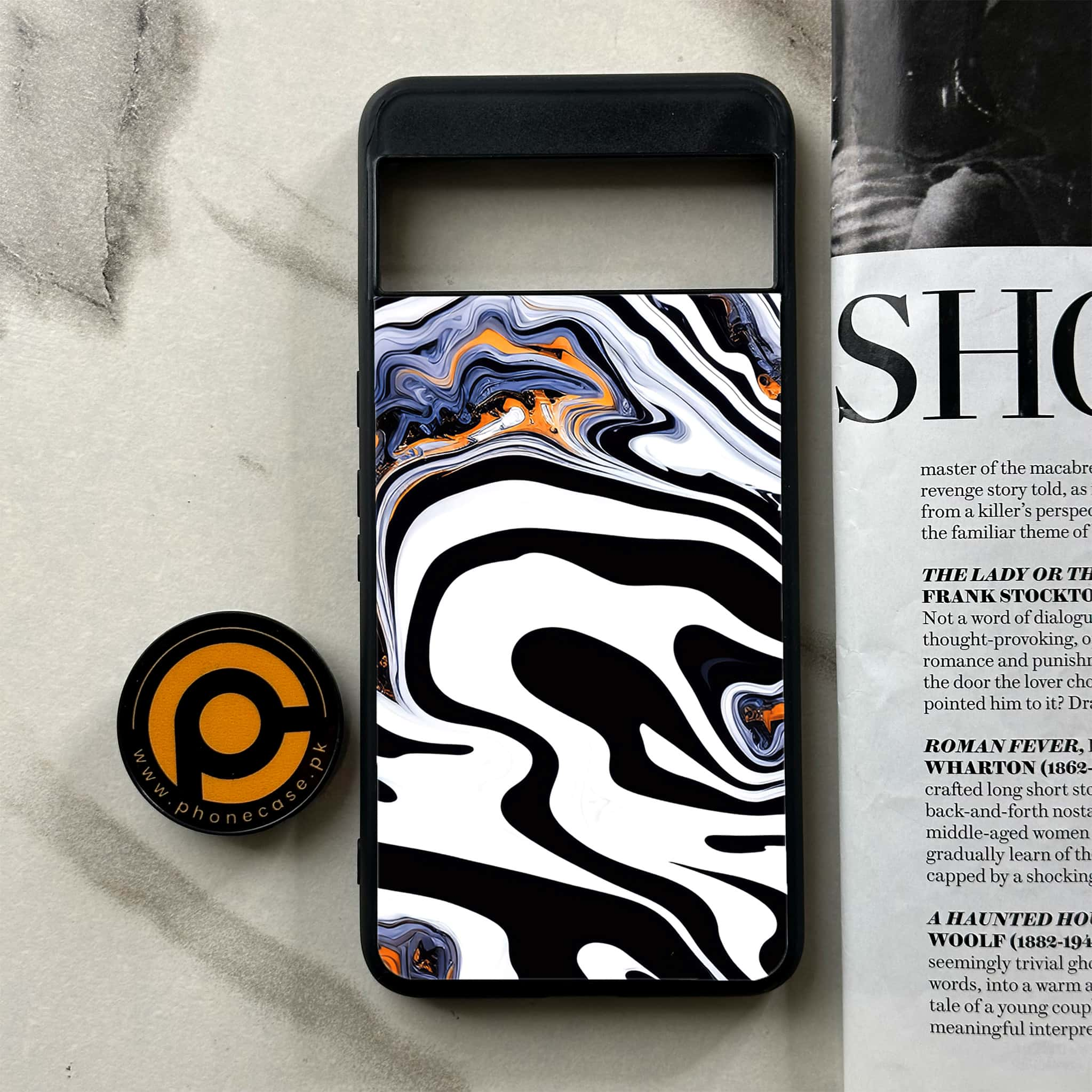 Google Pixel 8 Pro - Liquid Marble Series - Premium Printed Glass soft Bumper shock Proof Case