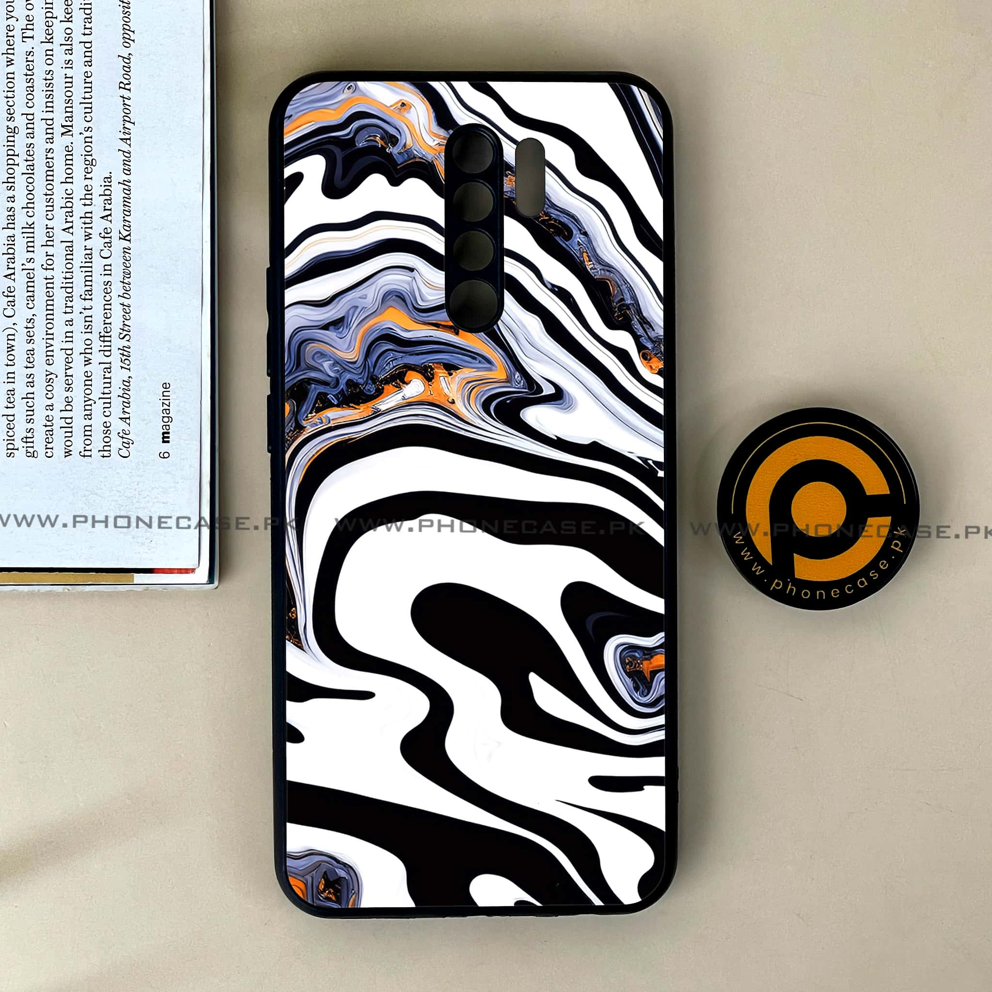 Xiaomi Redmi 9 - Liquid Marble Series - Premium Printed Glass soft Bumper shock Proof Case