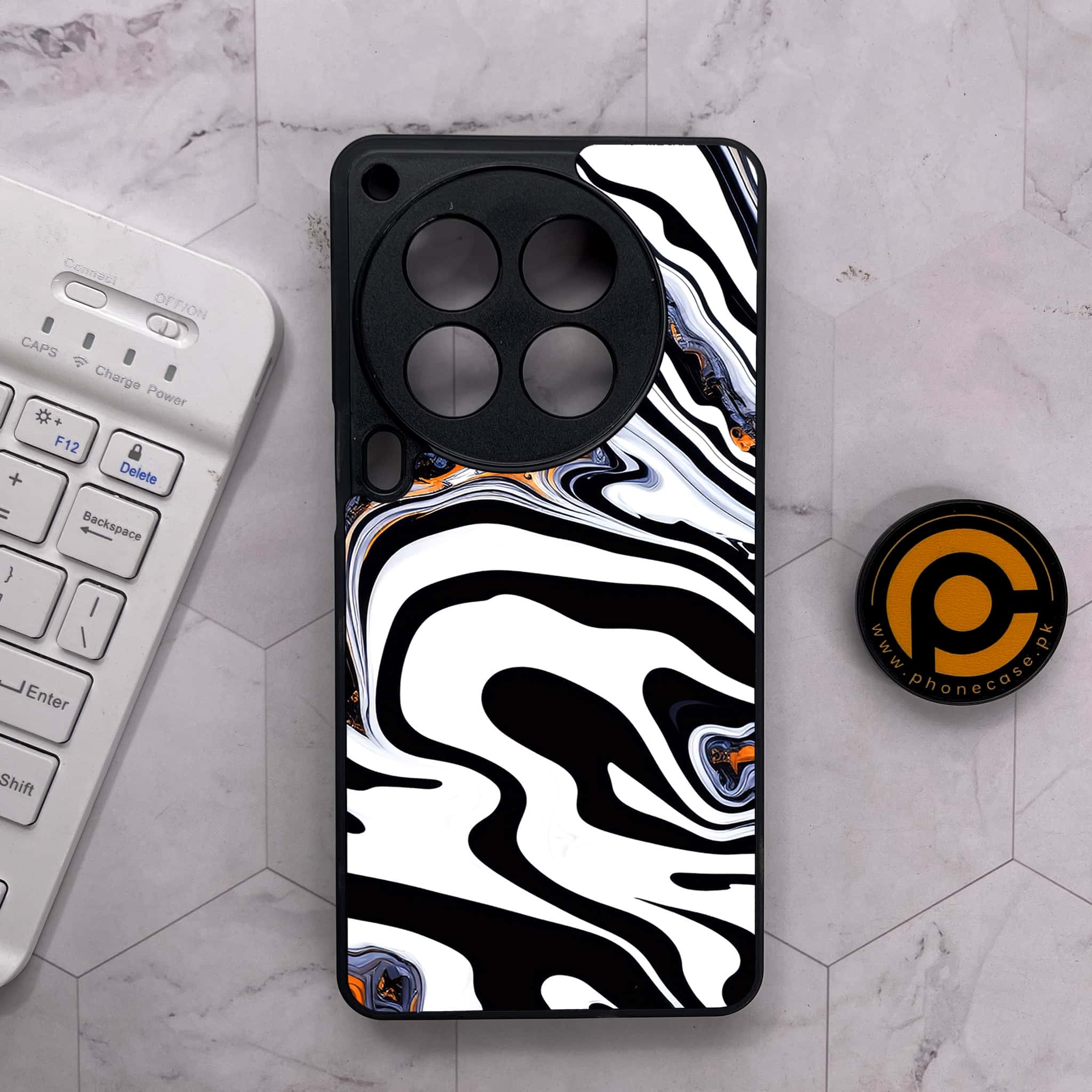 Tecno Camon 30 Premier - Liquid Marble Series - Premium Metal Printed soft Bumper shock Proof Case