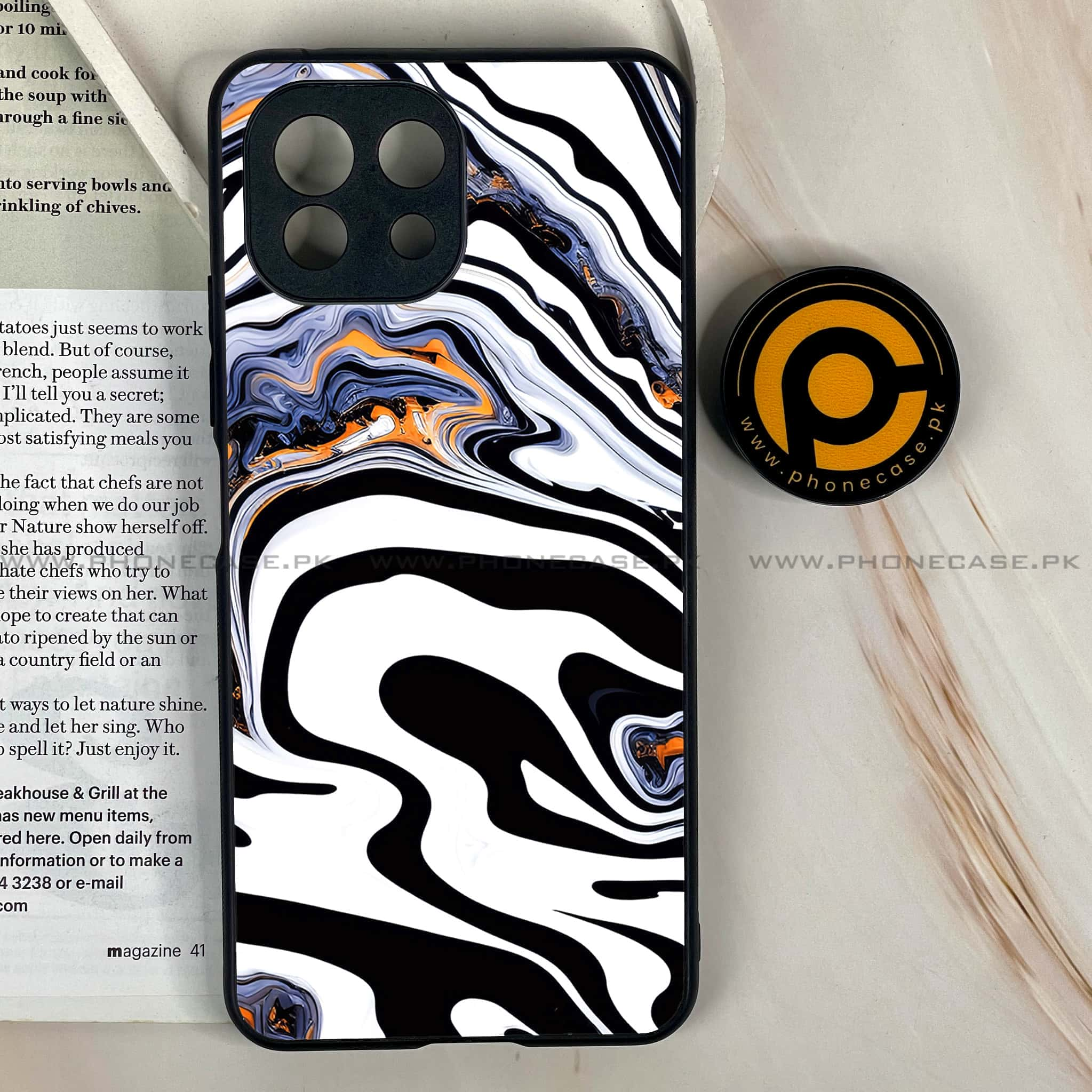 Mi 11 Lite - Liquid Marble Series - Premium Printed Glass soft Bumper shock Proof Case