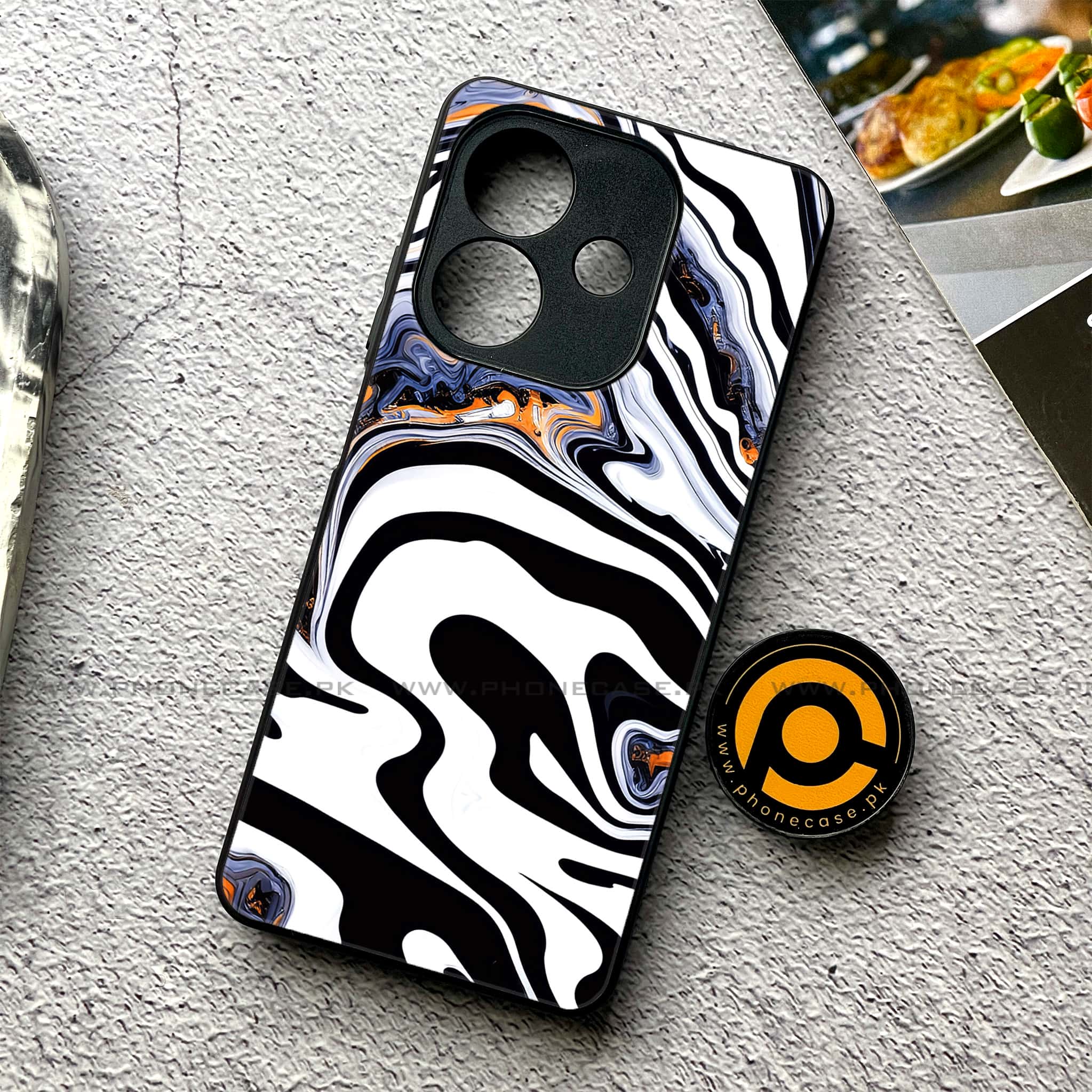 Oppo A5i - Liquid Marble Series - Premium Metal Printed soft Bumper shock Proof Case