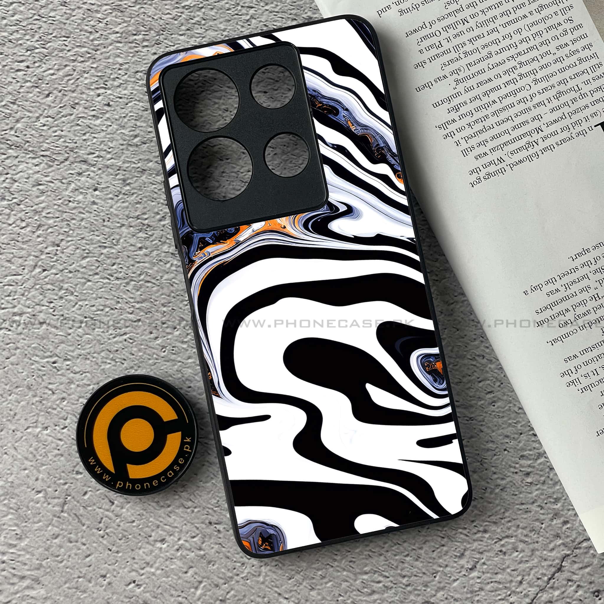 Infinix Note 30 - Liquid Marble Series - Premium Printed Glass soft Bumper shock Proof Case