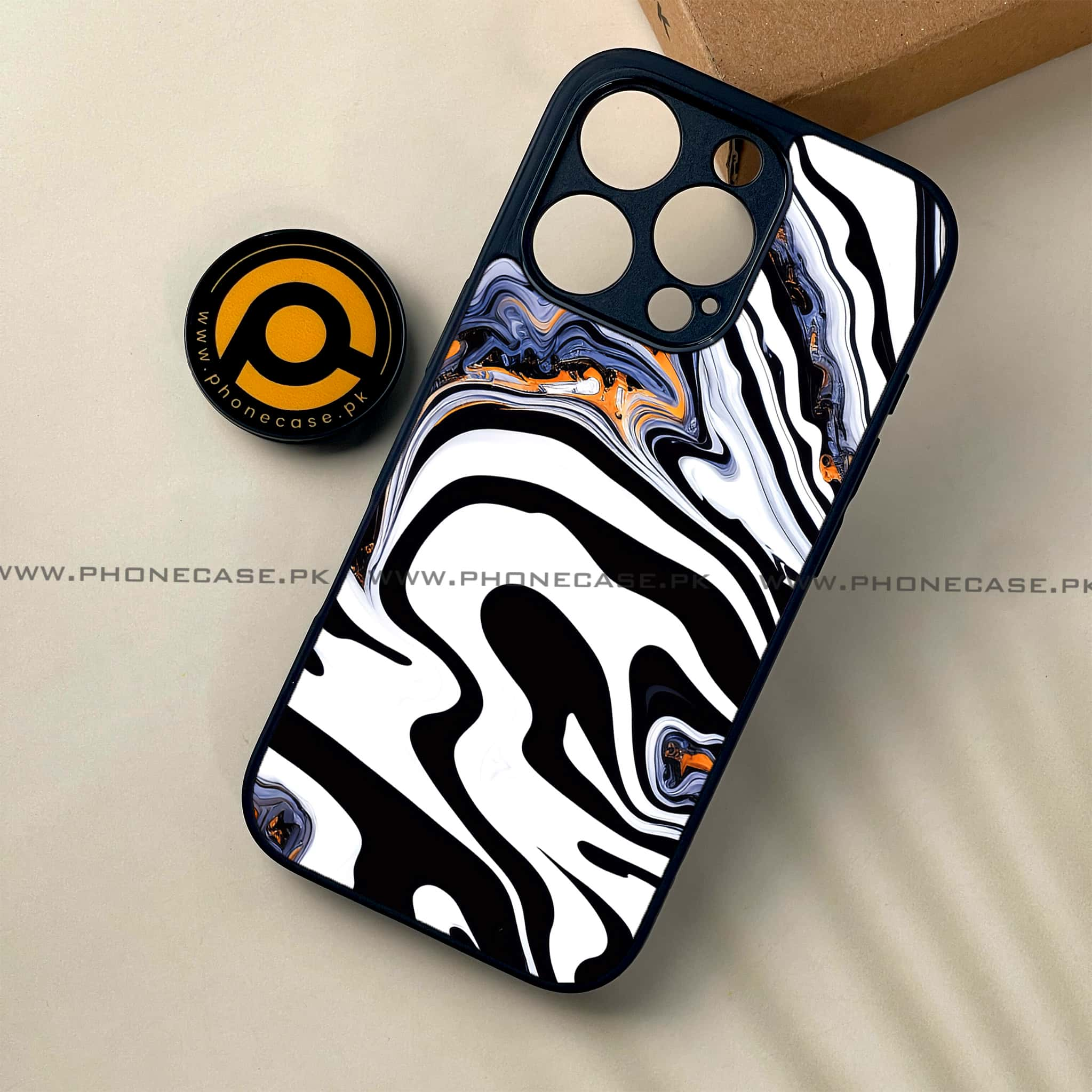 iPhone 16 Pro - Liquid Marble Series - Premium Printed Glass soft Bumper shock Proof Case