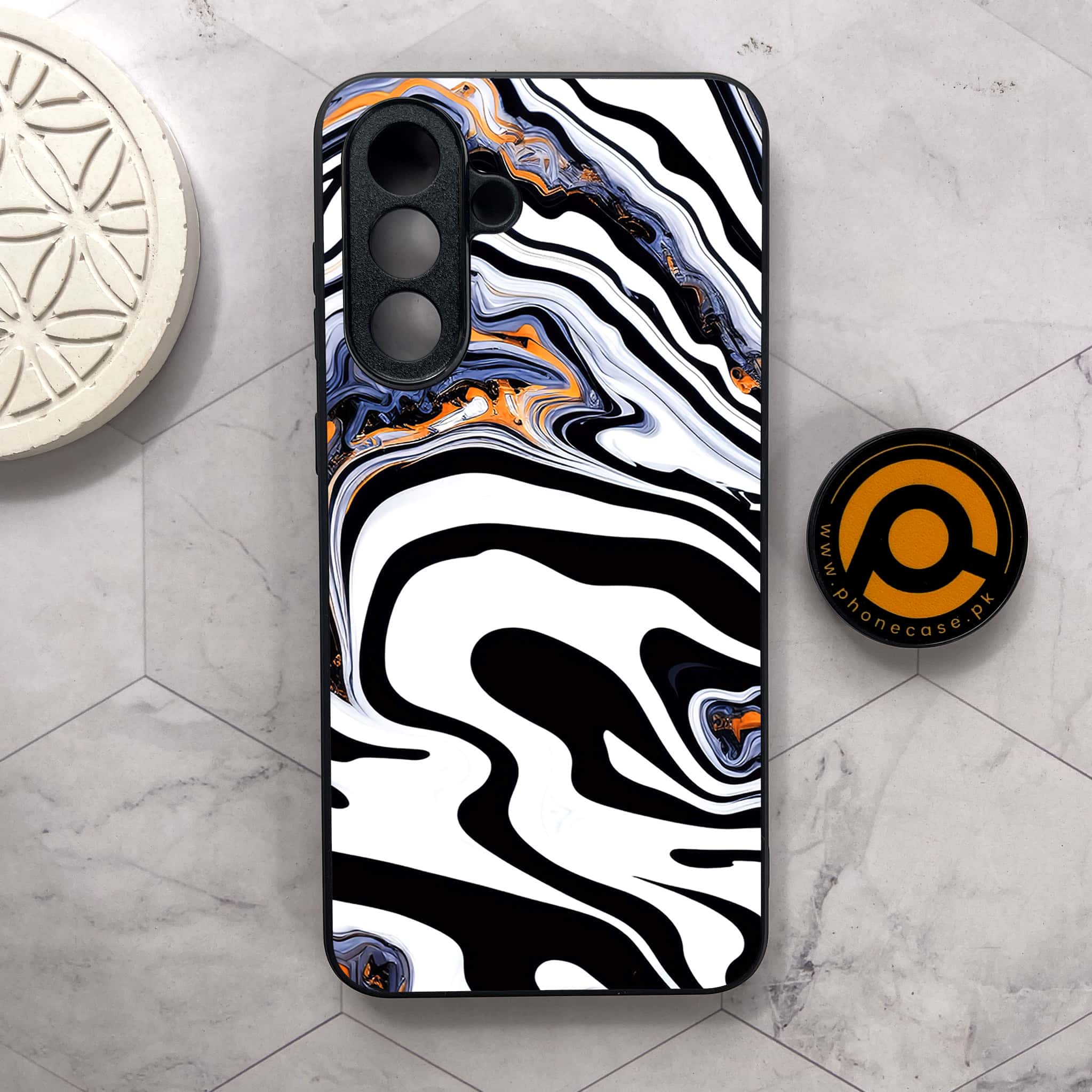 Samsung Galaxy A26 5G - Liquid Marble Series - Premium Metal Printed soft Bumper shock Proof Case