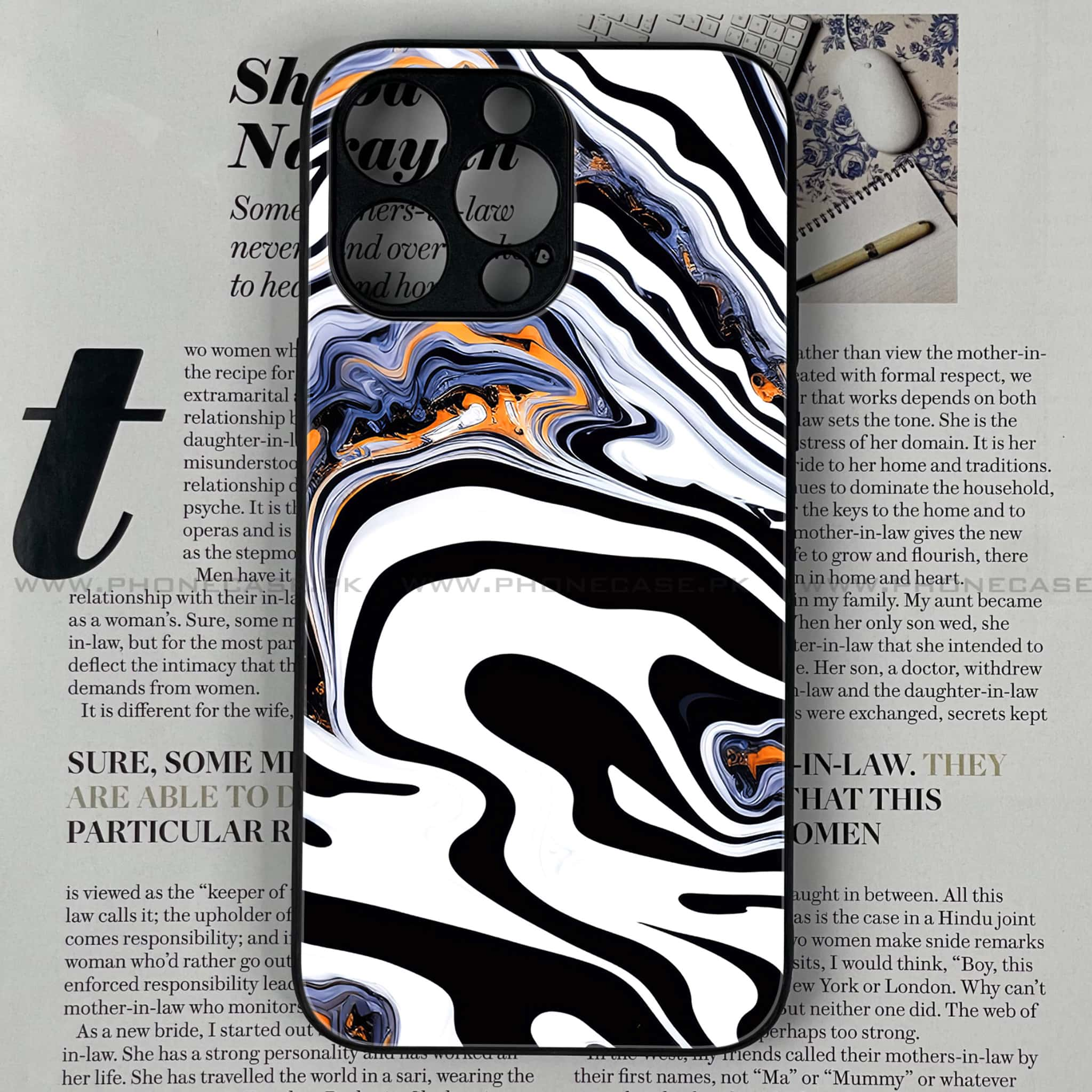 iPhone 15 Pro - Liquid Marble Series - Premium Printed Glass soft Bumper shock Proof Case