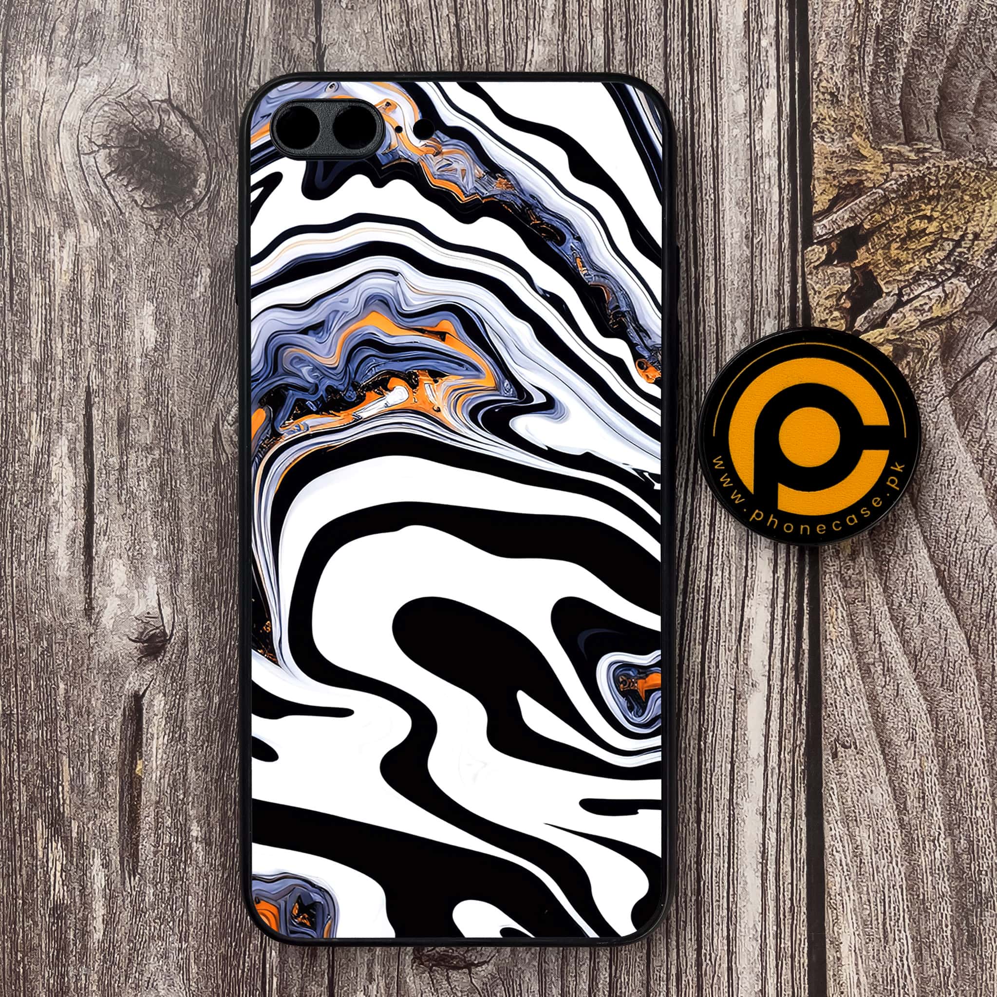 iPhone 7 Plus - Liquid Marble Series - Premium Metal Printed soft Bumper shock Proof Case
