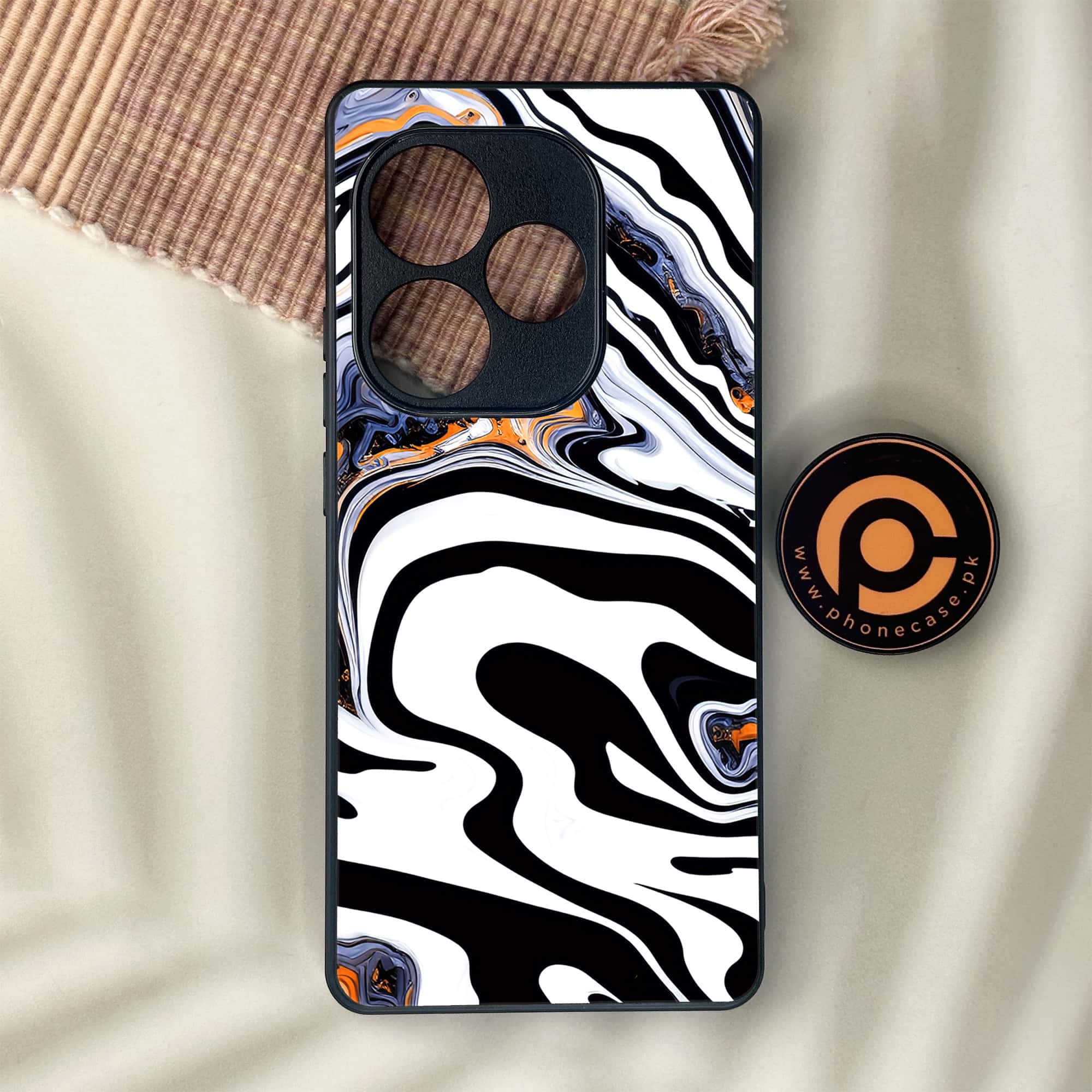 Realme GT 6 - Liquid Marble Series - Premium Metal Printed soft Bumper shock Proof Case