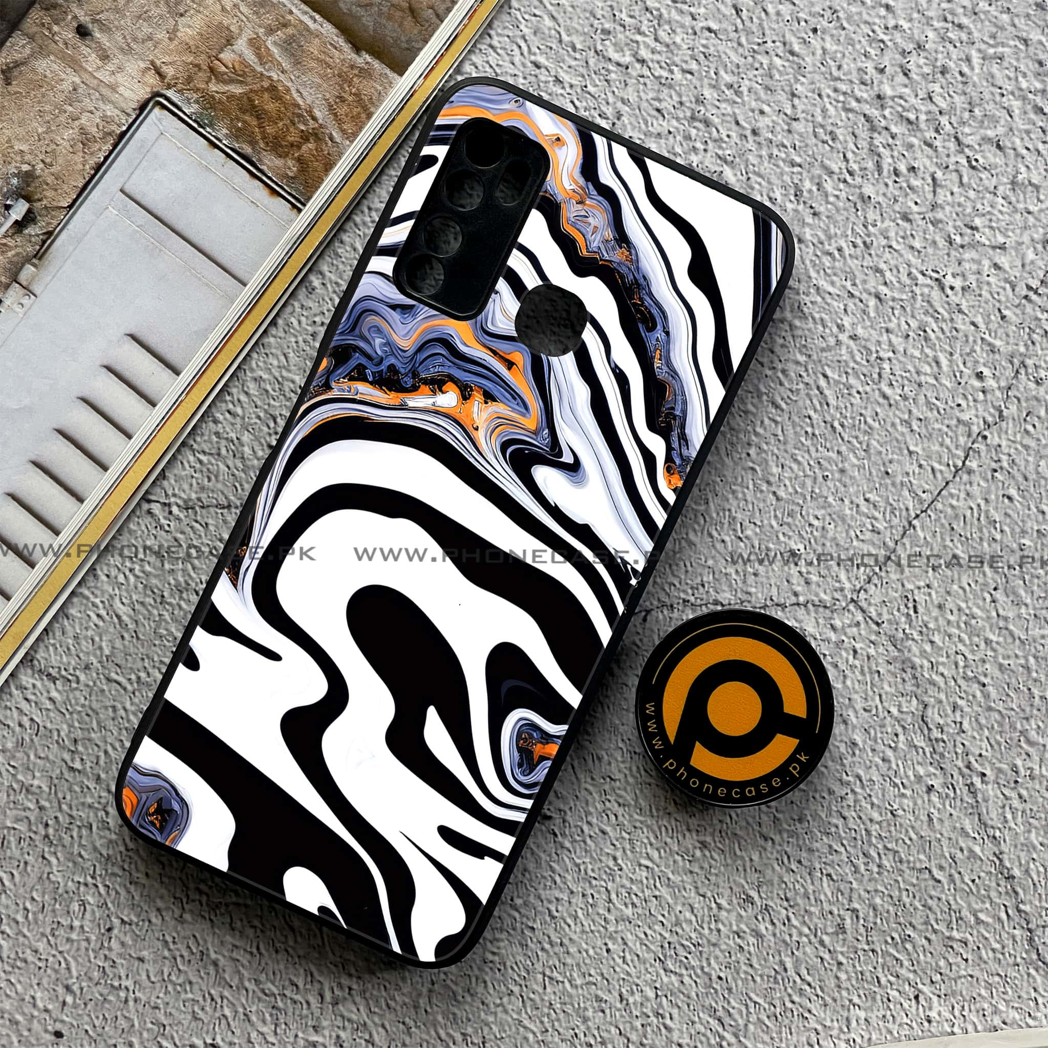 Infinix Note 7 Lite - Liquid Marble Series - Premium Printed Metal soft Bumper shock Proof Case