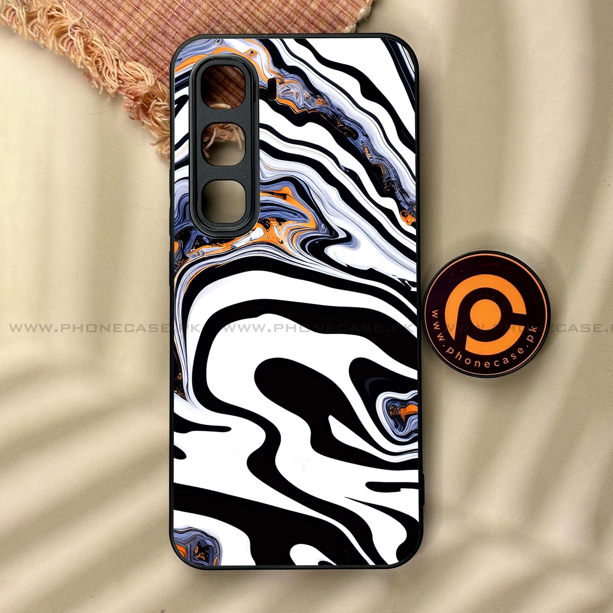 Infinix Hot 60 Pro - Liquid Marble Series - Premium Metal Printed soft Bumper shock Proof Case
