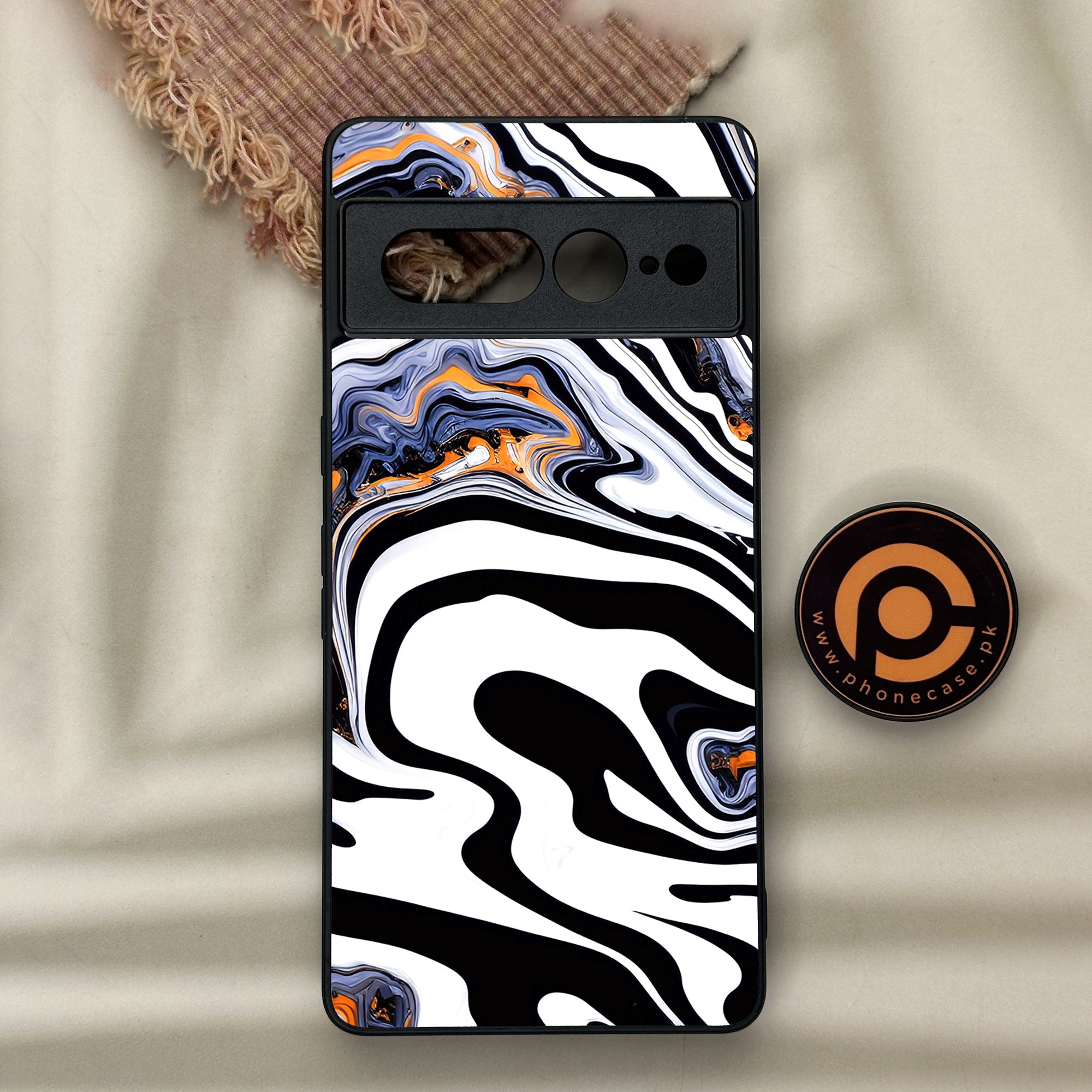 Google Pixel 7 Pro - Liquid Marble Series - Premium Metal Printed soft Bumper Shock Proof Case