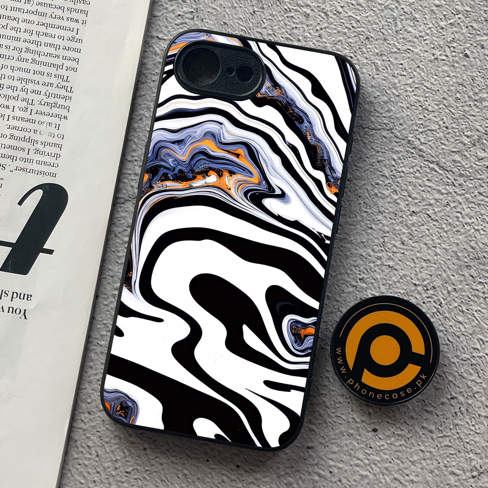 iPhone 16e - Liquid Marble Series - Premium Metal  Printed soft Bumper shock Proof Case