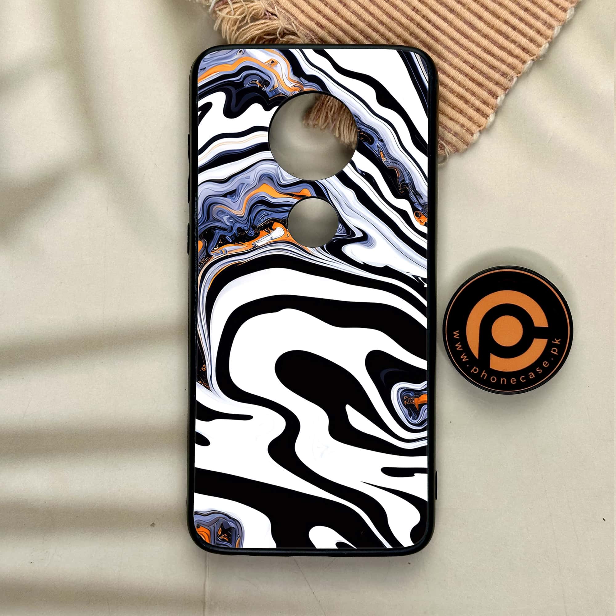 Moto G7 - Liquid Marble Series - Premium Printed Glass soft Bumper shock Proof Case