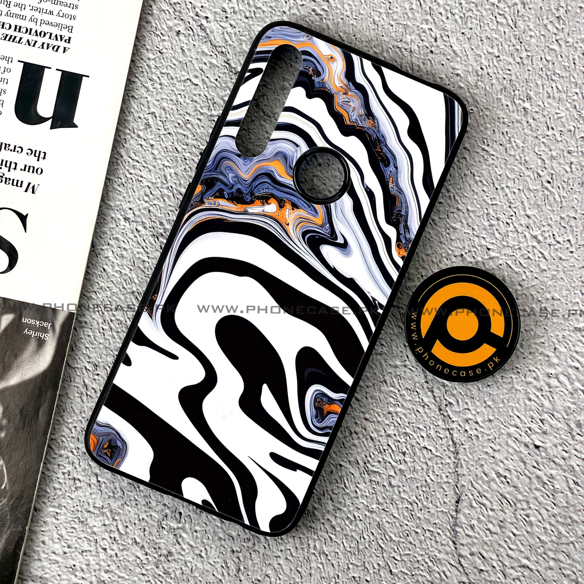 Huawei Y9 Prime (2019) - Liquid Marble Series - Premium Printed Glass soft Bumper shock Proof Case