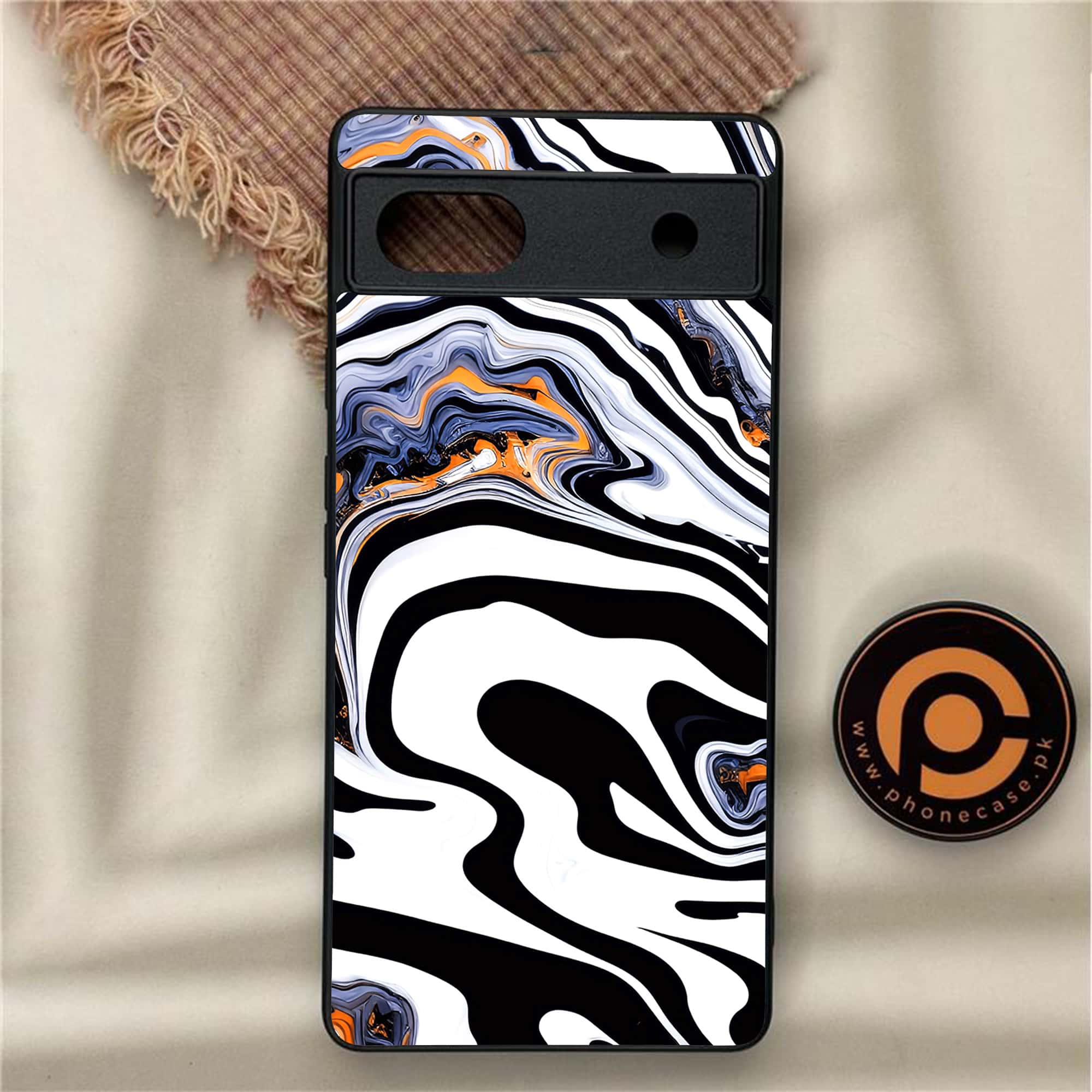 Google Pixel 6A - Liquid Marble Series - Premium Metal Printed soft Bumper Shock Proof Case
