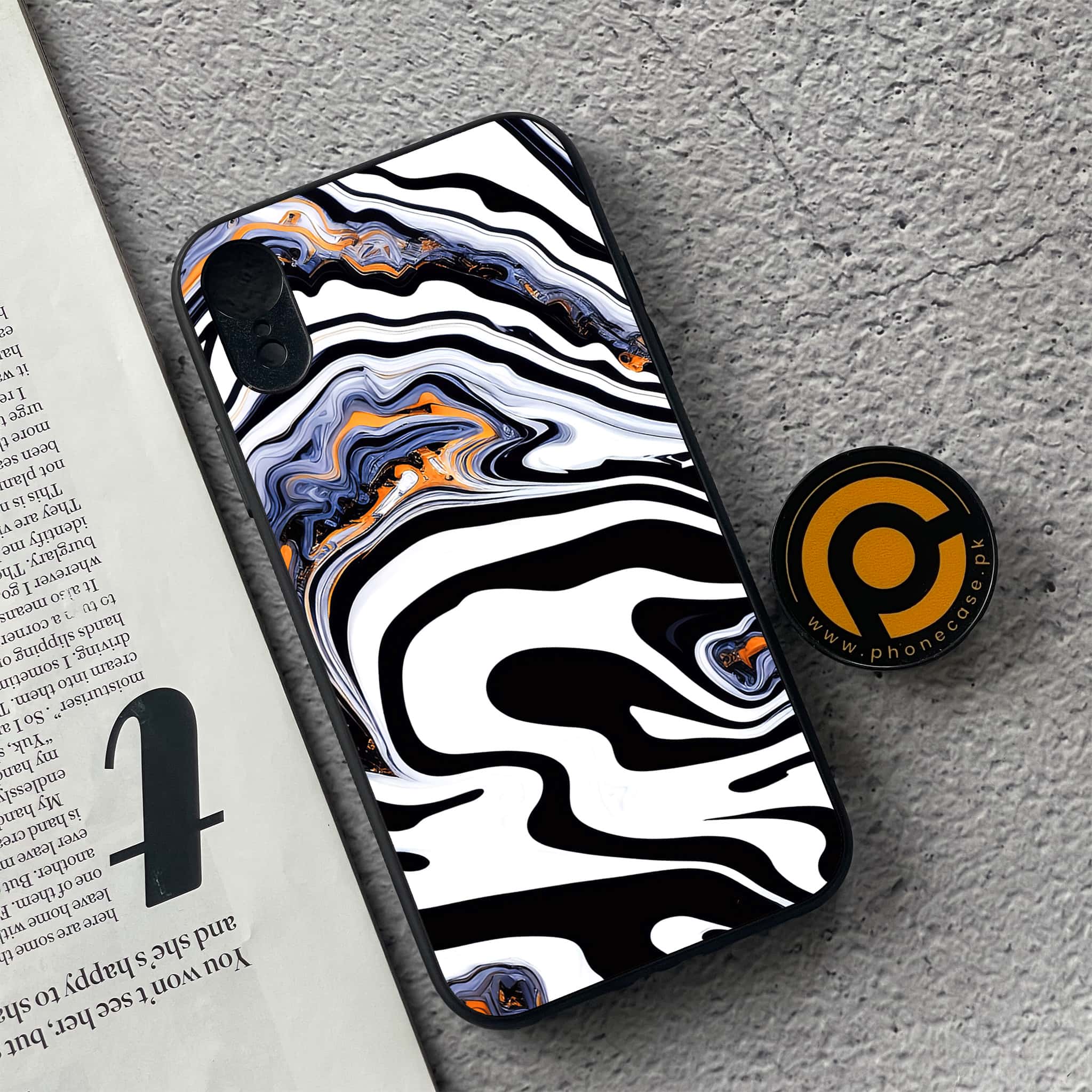 iPhone XR - Liquid Marble Series - Premium Metal Printed soft Bumper shock Proof Case