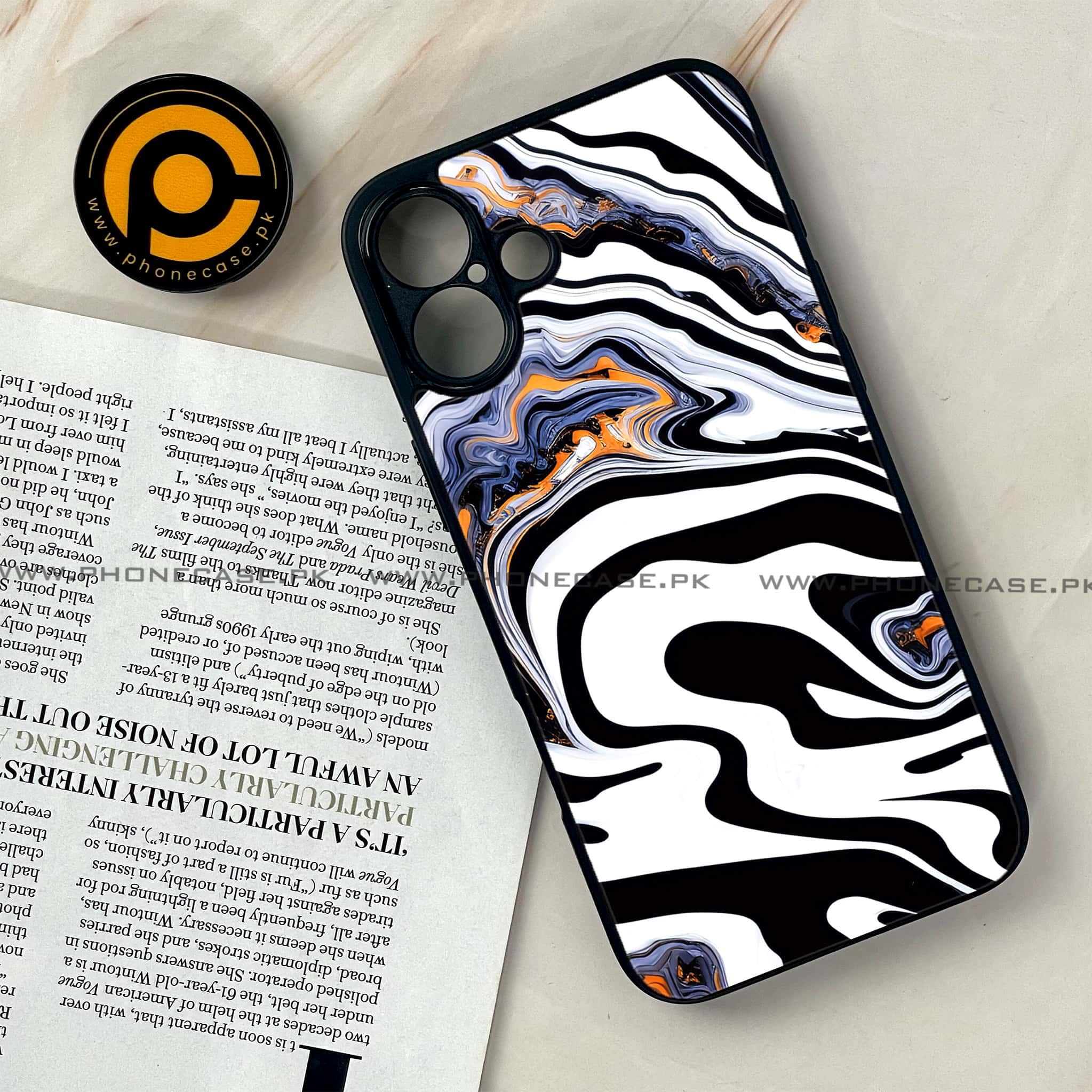 iPhone 16 Plus - Liquid Marble Series - Premium Printed Glass soft Bumper shock Proof Case