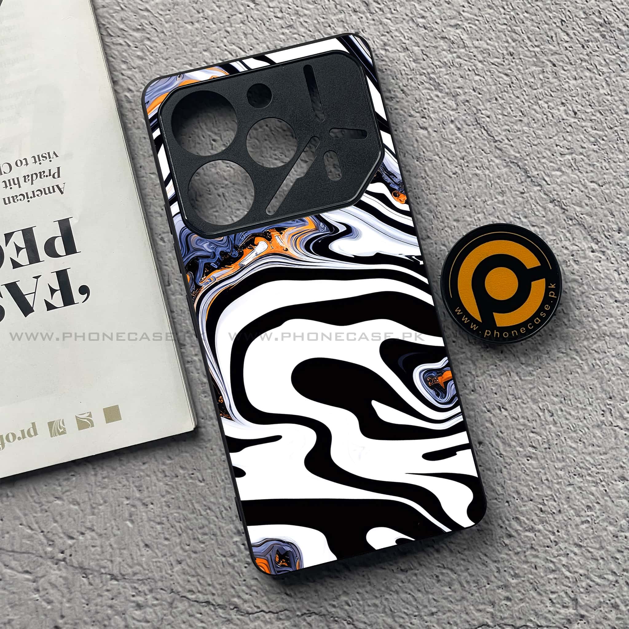 Tecno Pova 6 - Liquid Marble Series - Premium Printed Glass soft Bumper shock Proof Case