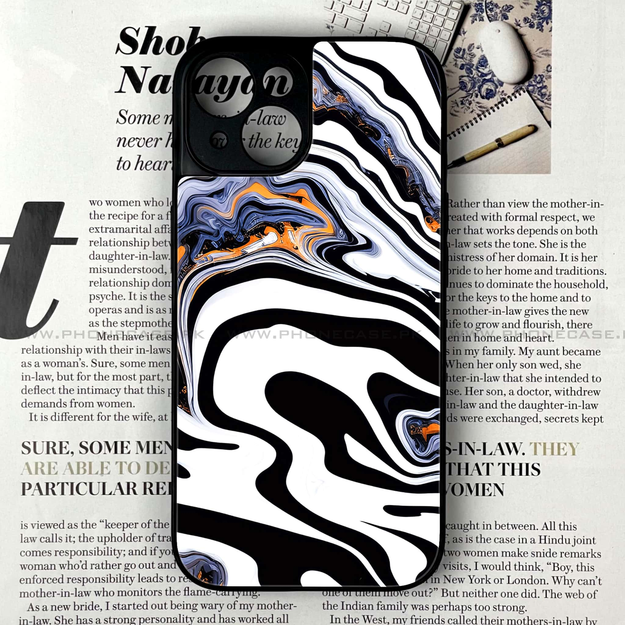 iPhone 15 - Liquid Marble Series - Premium Printed Glass soft Bumper shock Proof Case