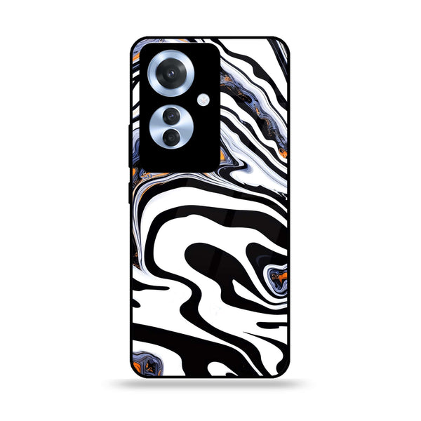 Oppo Reno 11F - Liquid Marble Design 10 - Premium Printed Glass soft Bumper shock Proof Case CS-26779