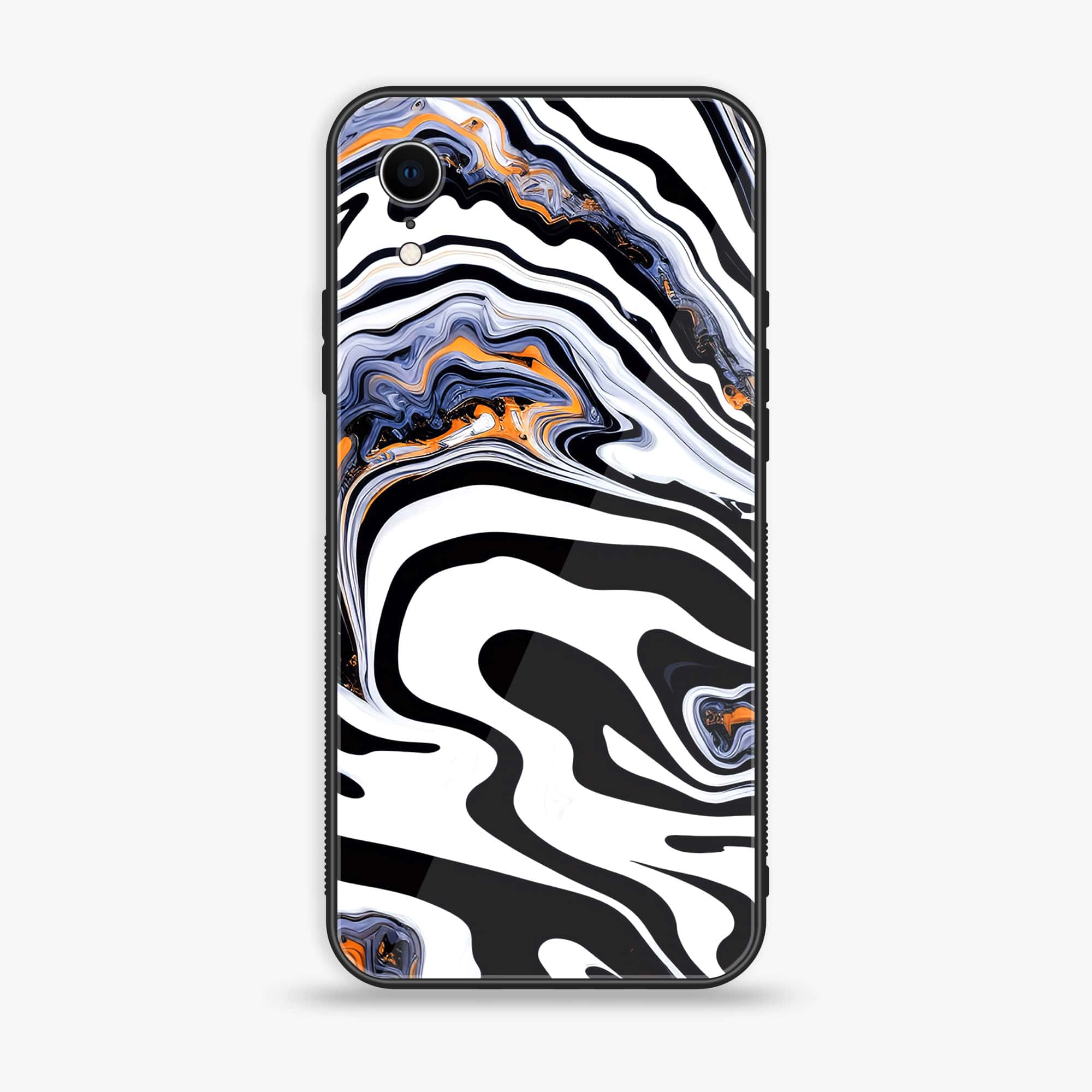 iPhone XR - Liquid Marble Series - Premium Printed Glass soft Bumper shock Proof Case