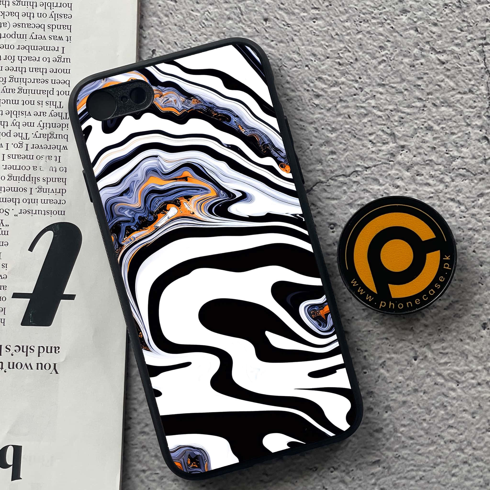 iPhone 7 / 8 - Liquid Marble Series - Premium Printed Glass soft Bumper shock Proof Case