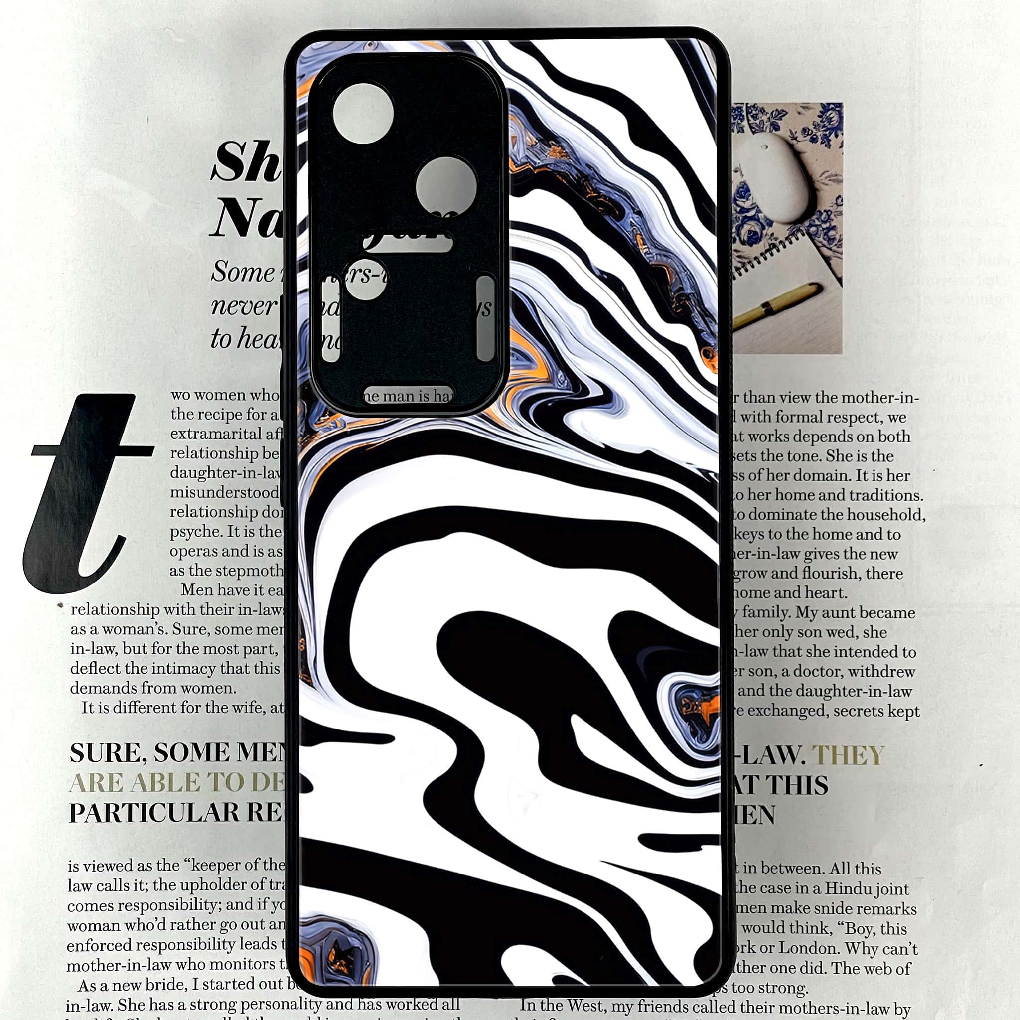 Vivo V30 - Liquid Marble Series - Premium Printed Glass soft Bumper shock Proof Case