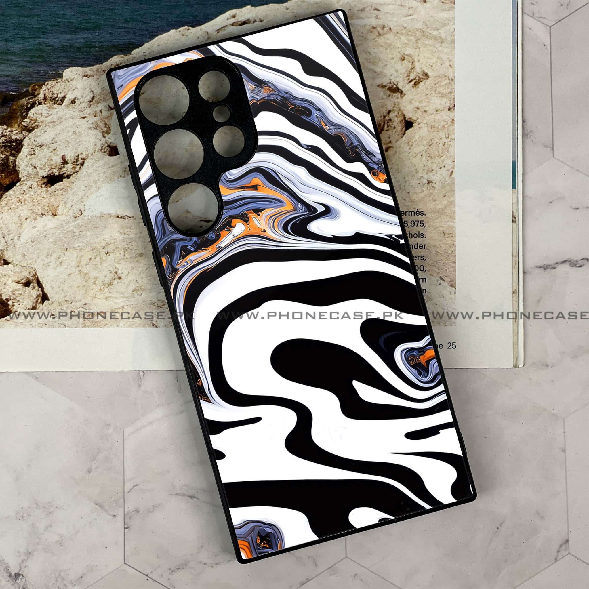Samsung Galaxy S24 Ultra - Liquid Marble Series - Premium Metal Printed soft Bumper shock Proof Case