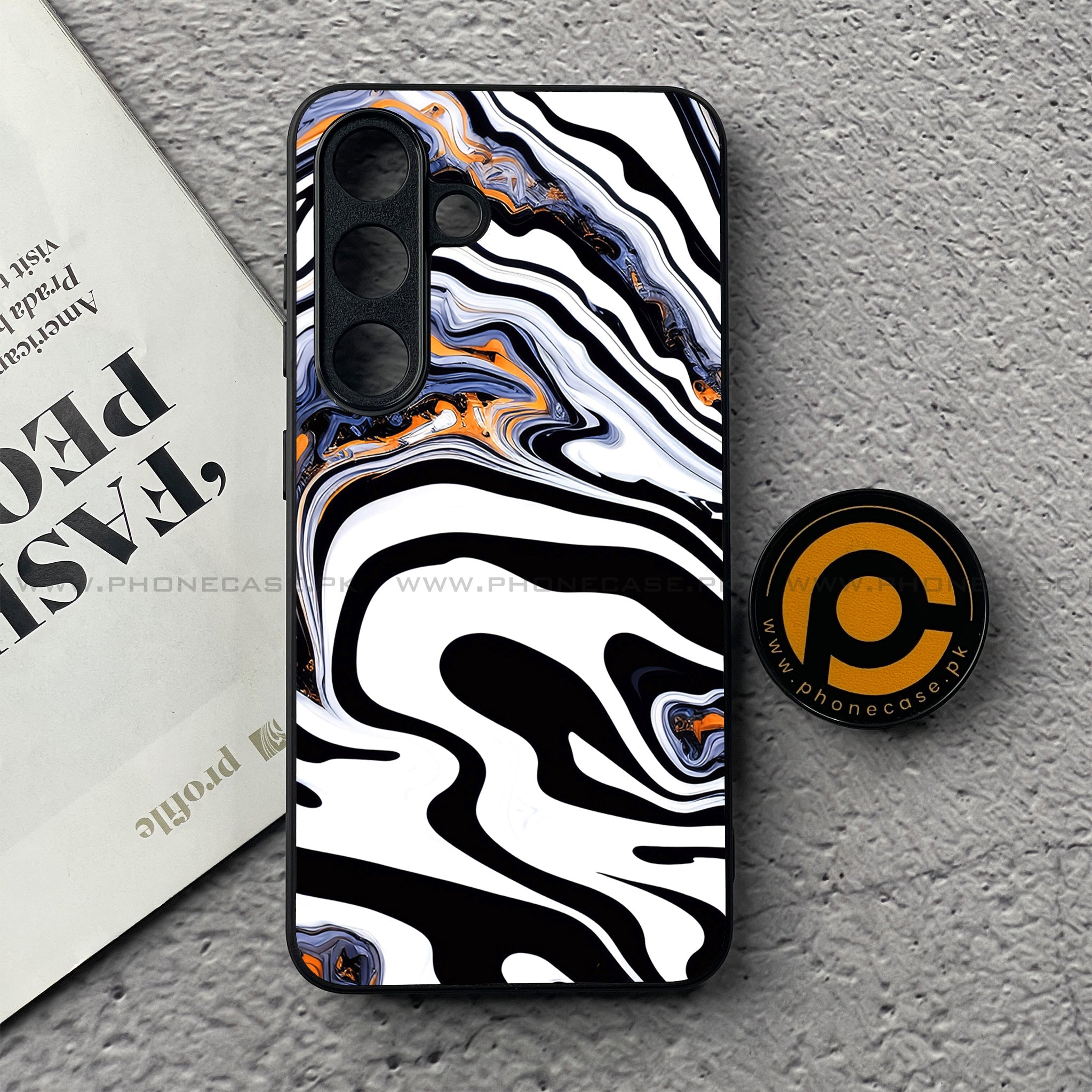 Samsung Galaxy S25 FE - Liquid Marble Series - Premium Metal Printed soft Bumper shock Proof Case