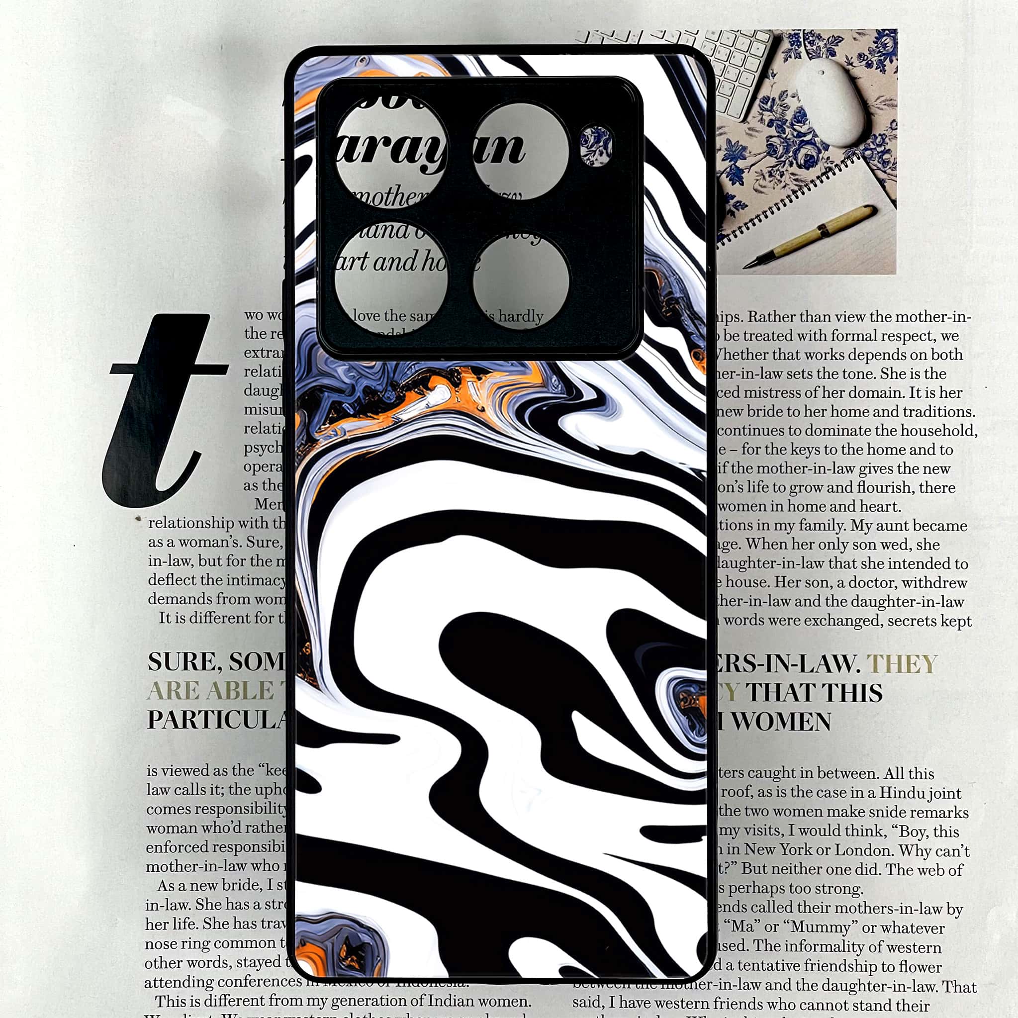 Infinix Note 40 Pro Plus - Liquid Marble Series - Premium Metal Printed soft Bumper shock Proof Case