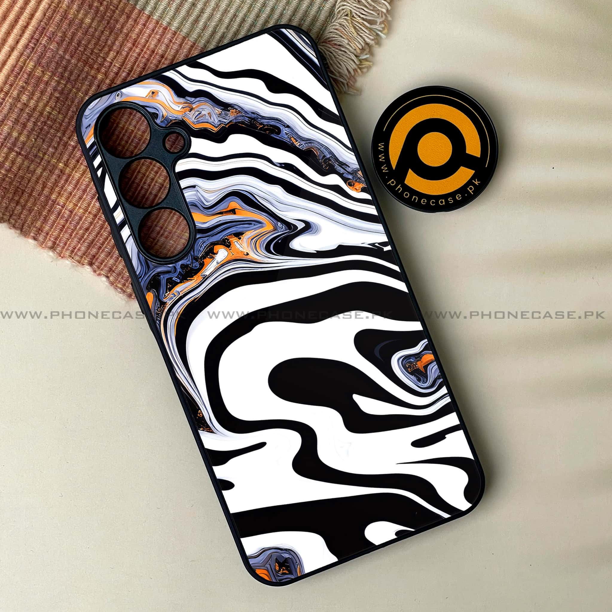 Samsung Galaxy A54 - Liquid Marble Series - Premium Printed Glass soft Bumper shock Proof Case