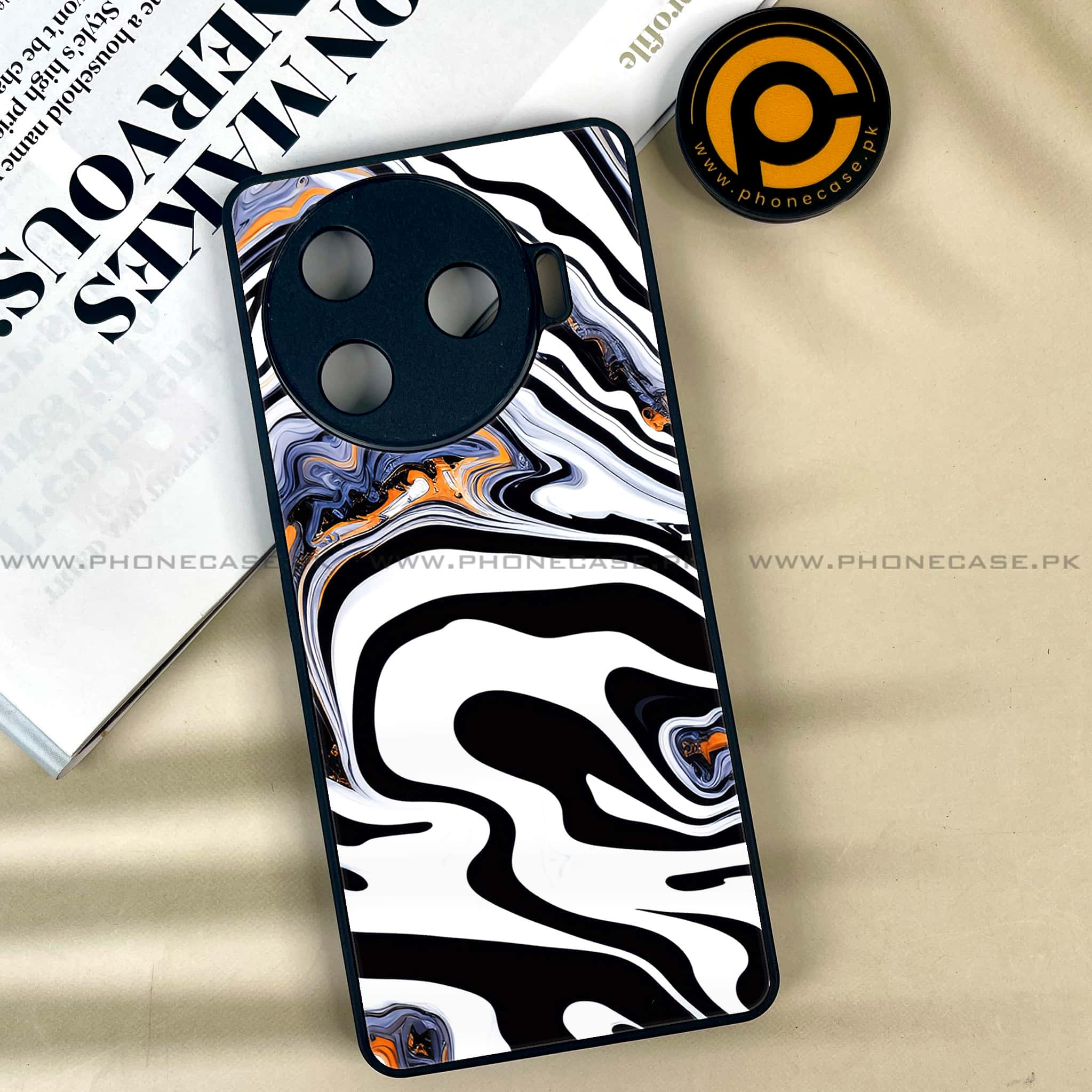 Tecno Camon 30 Pro - Liquid Marble Series - Premium Printed Glass soft Bumper shock Proof Case