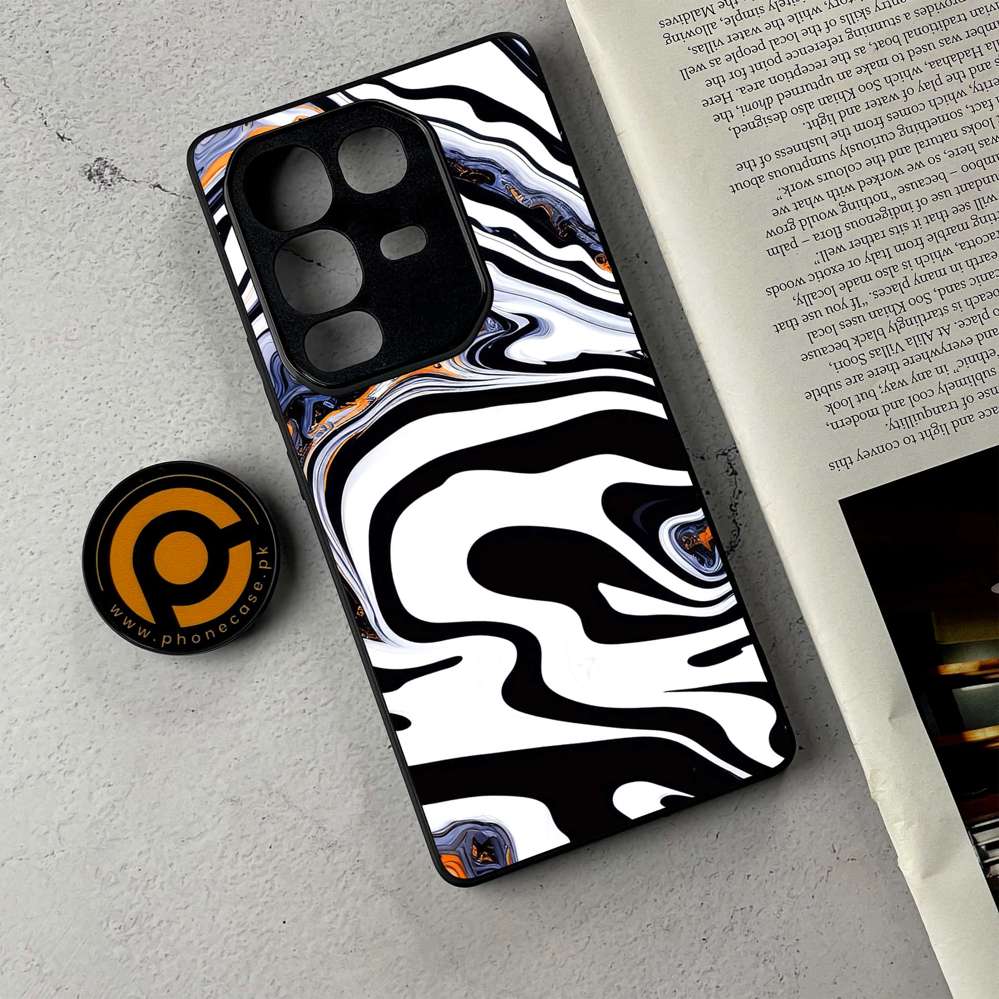 Infinix Note 50 - Liquid Marble Series - Premium Metal Printed Soft Bumper Shockproof Case