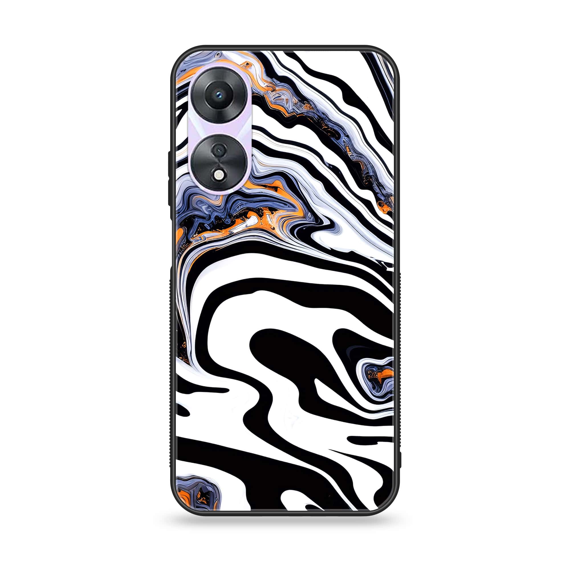 Oppo A78 4G - Liquid Marble Series - Premium Printed Glass soft Bumper shock Proof Case
