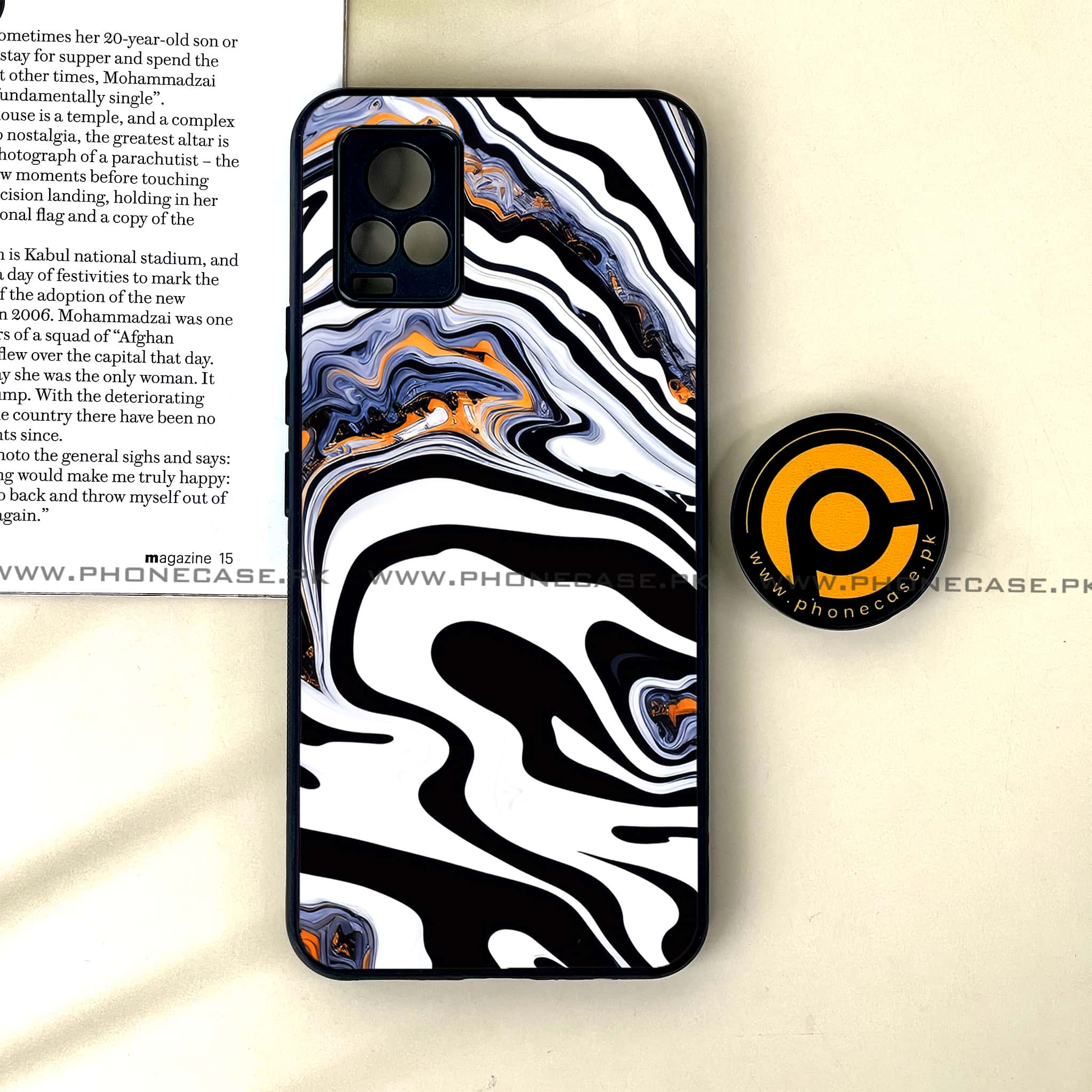 Vivo V20 - Liquid Marble Series - Premium Printed Glass soft Bumper shock Proof Case