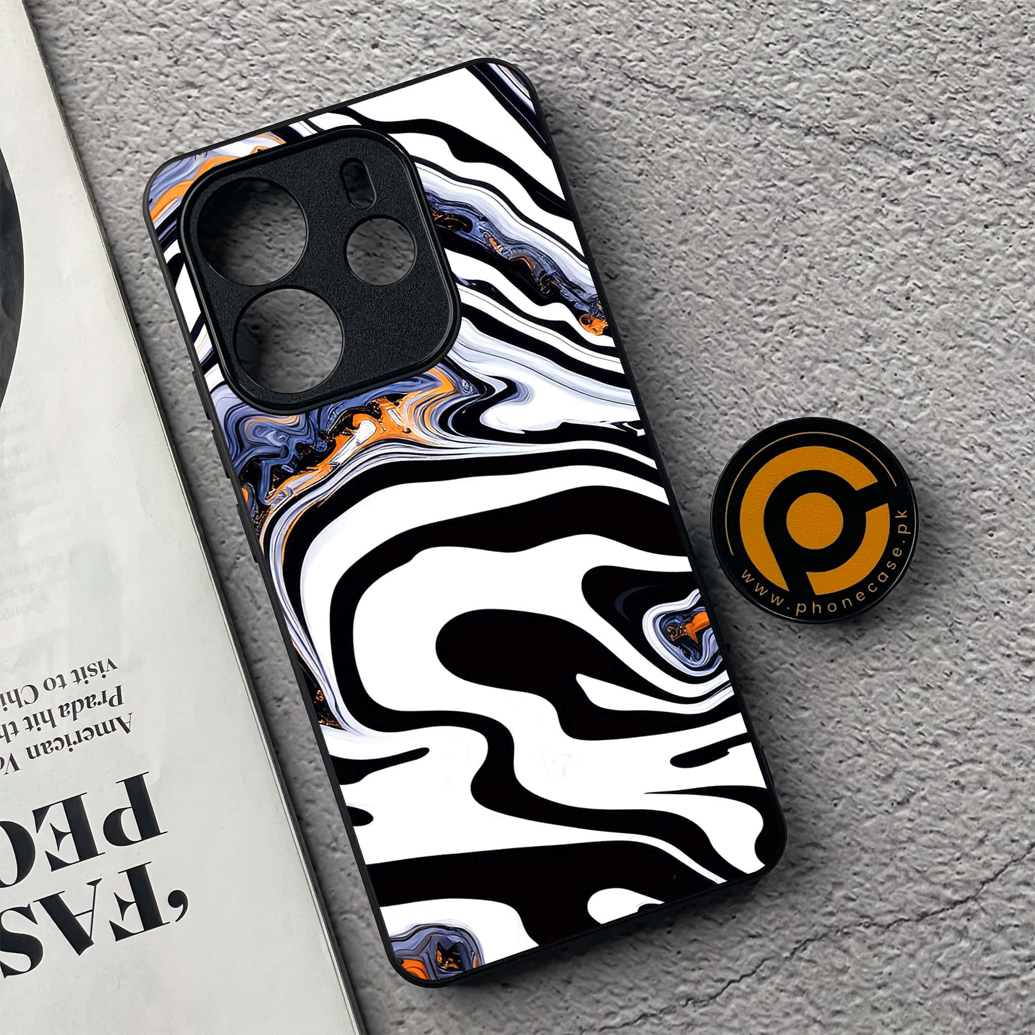 Xiaomi Redmi Note 14 - Liquid Marble Series - Premium Printed Glass soft Bumper shock Proof Case