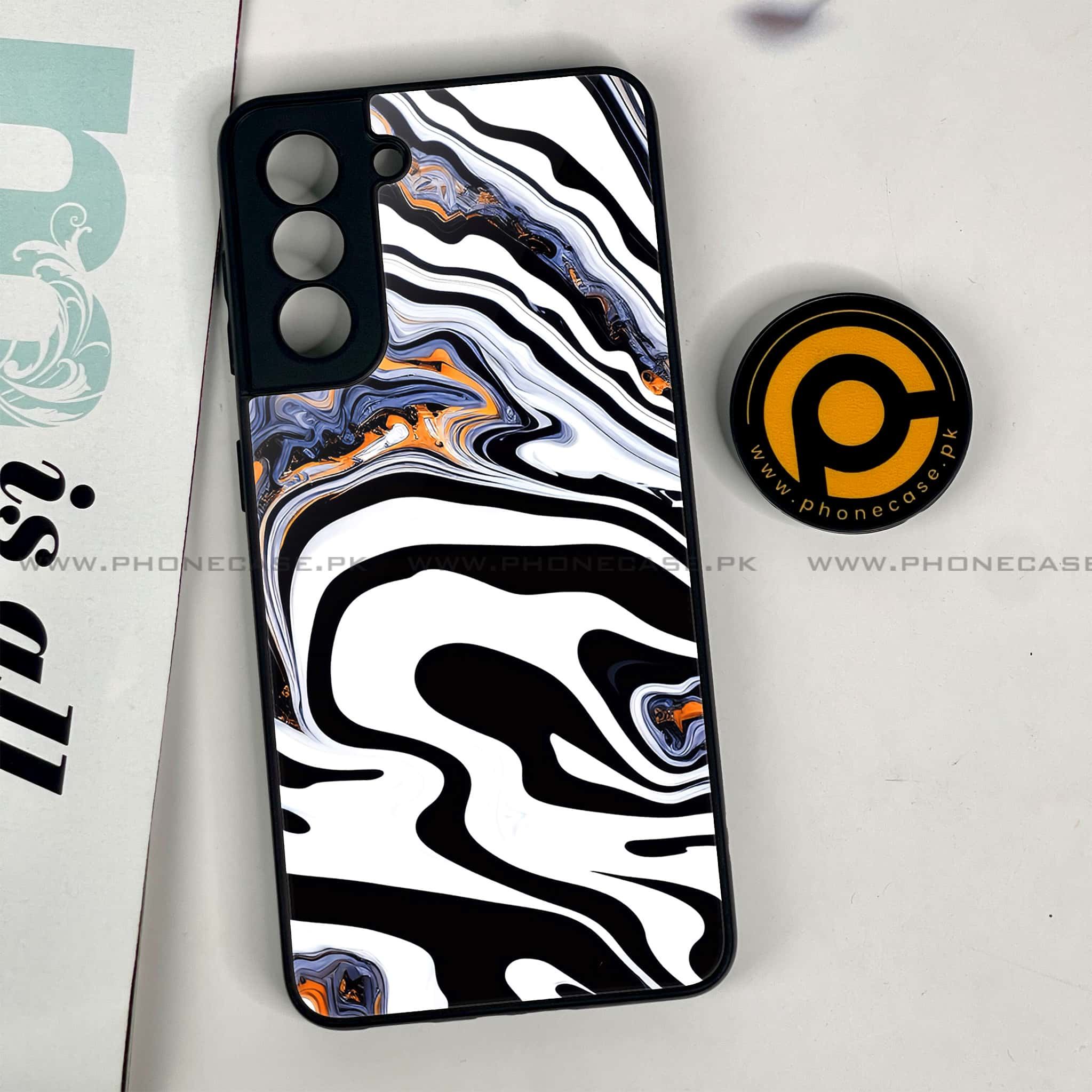 Samsung Galaxy S21 - Liquid Marble Series - Premium Printed Glass soft Bumper shock Proof Case