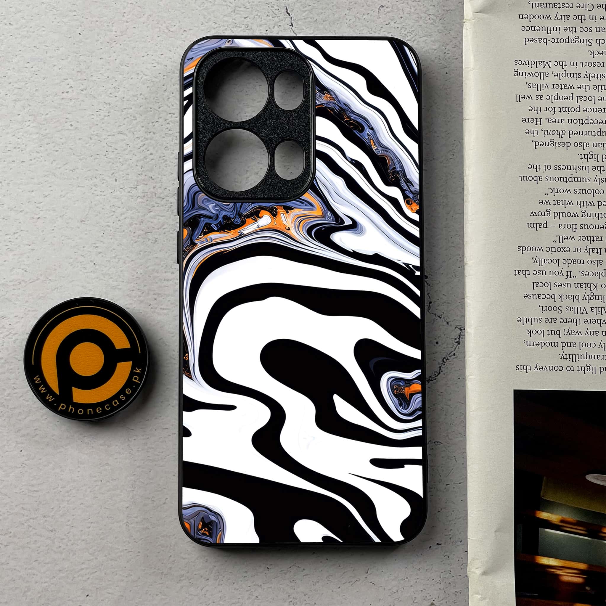 Oppo Reno 13 Pro - Liquid Marble Series - Premium Metal Printed Soft Bumper Shockproof Case