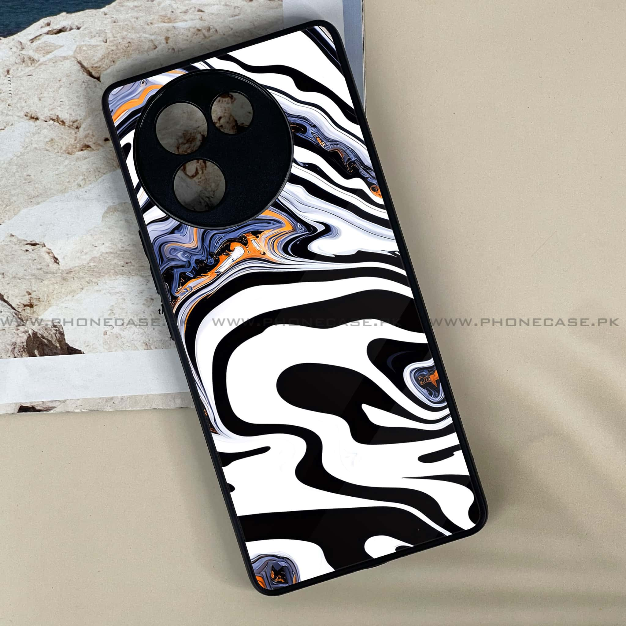 Vivo V30E - Liquid Marble Series - Premium Printed Metal soft Bumper shock Proof Case