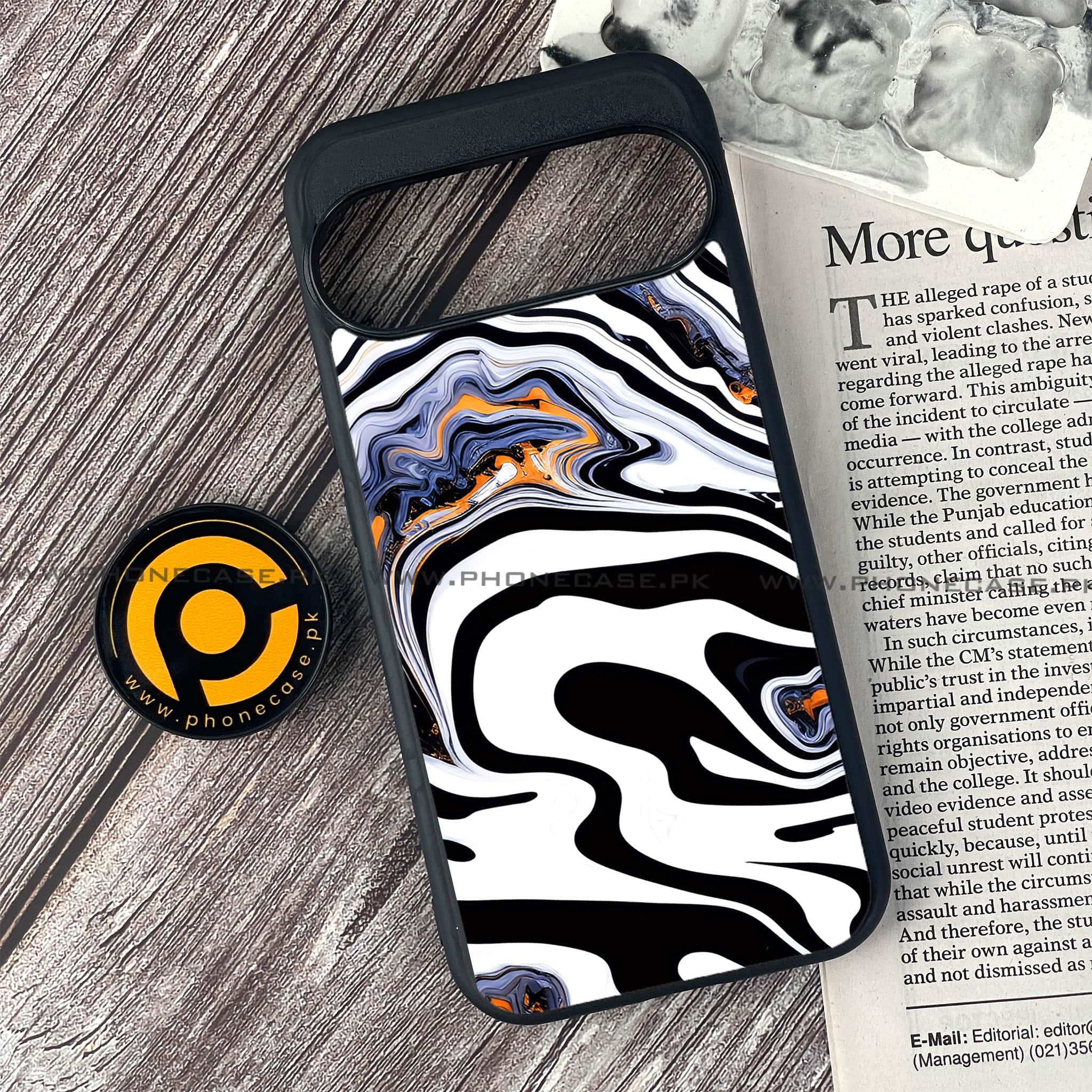 Google Pixel 9 - Liquid Marble Series - Premium Metal Printed soft Bumper Shock Proof Case