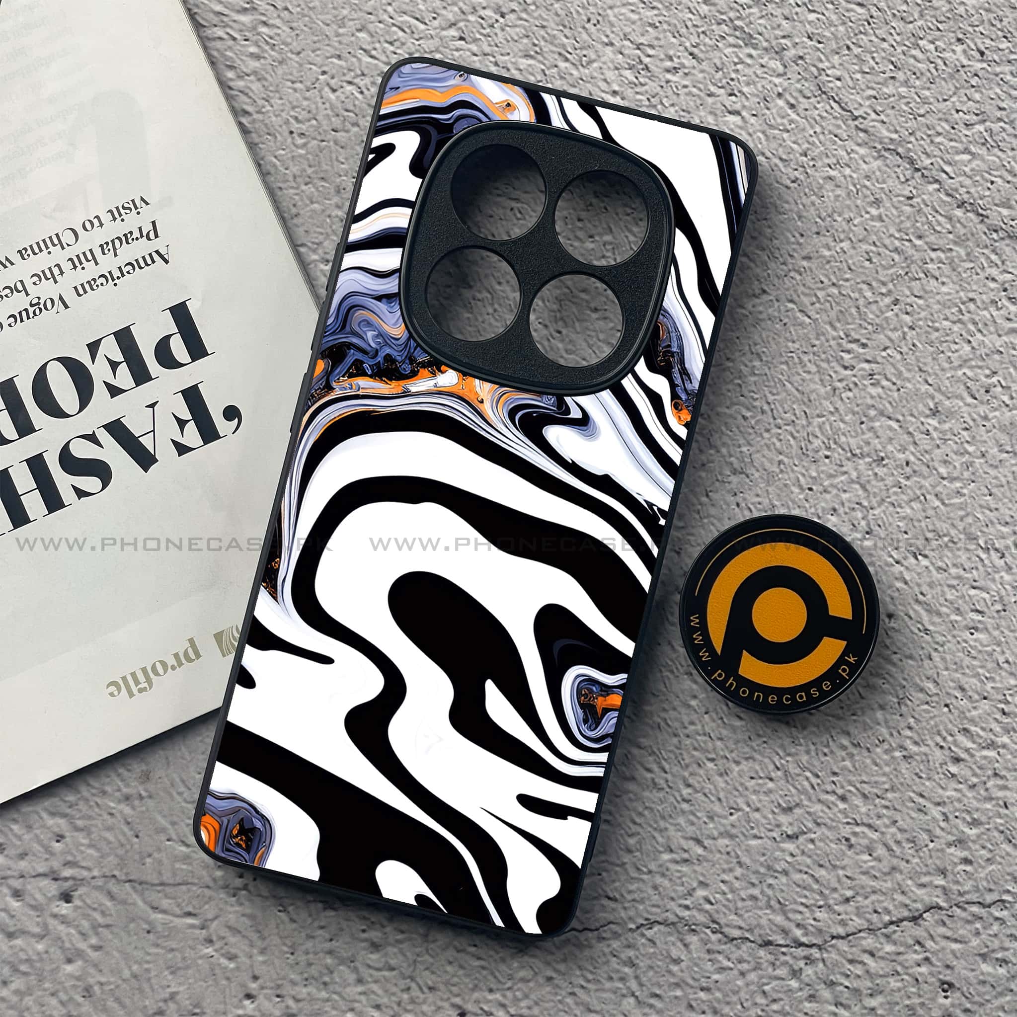 Redmi Note 14 Pro Plus 5G - Liquid Marble Series - Premium Printed Glass soft Bumper shock Proof Case